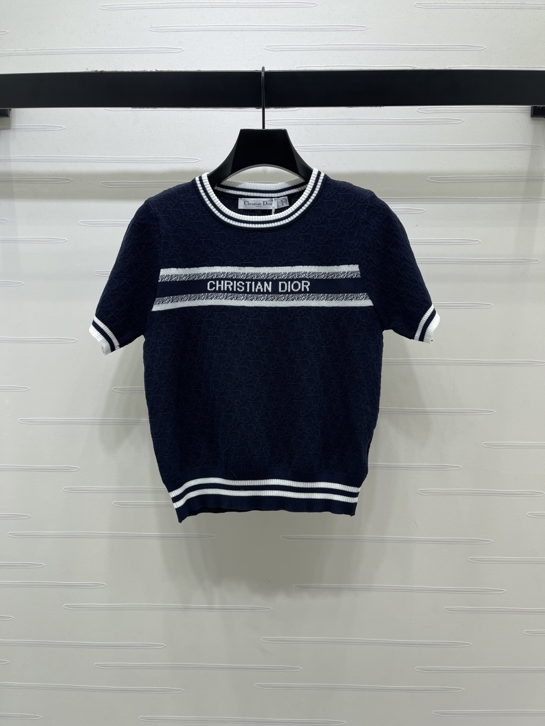 ディオール ロゴ刺繍 ジャカード ニットTシャツ 詳細画像 1
