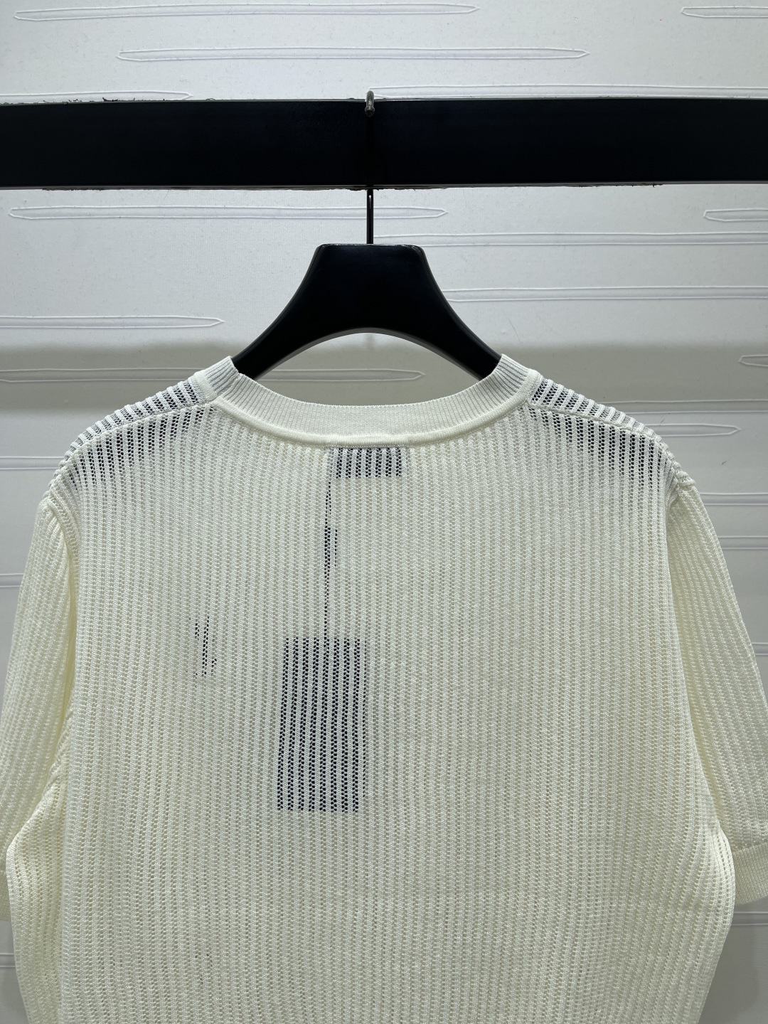 サンローラン シアー グラフィックプリント ロゴ刺繍 ハイウエスト ニットTシャツ 画像 8