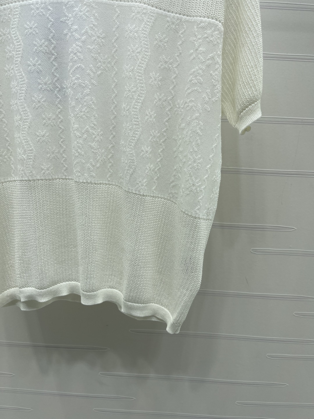 シャネル ロゴ刺繍 透かし編み ニットTシャツ 画像 7
