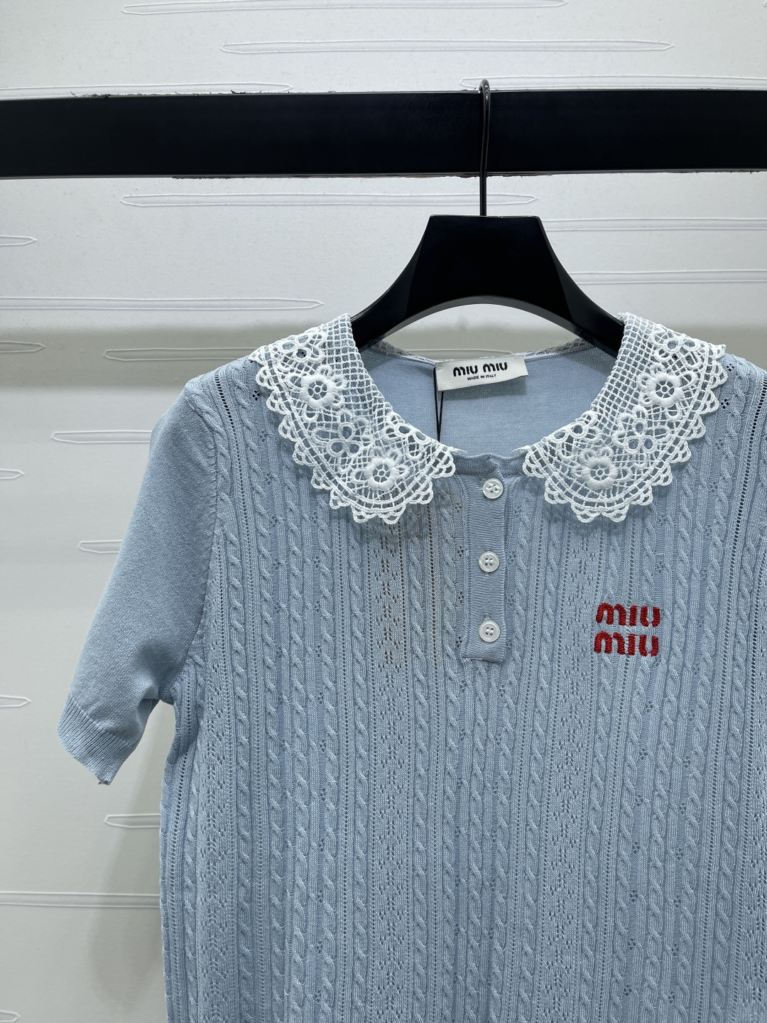 ミュウミュウ フローラル ロゴ刺繍 襟付き ニットポロシャツ 画像 4