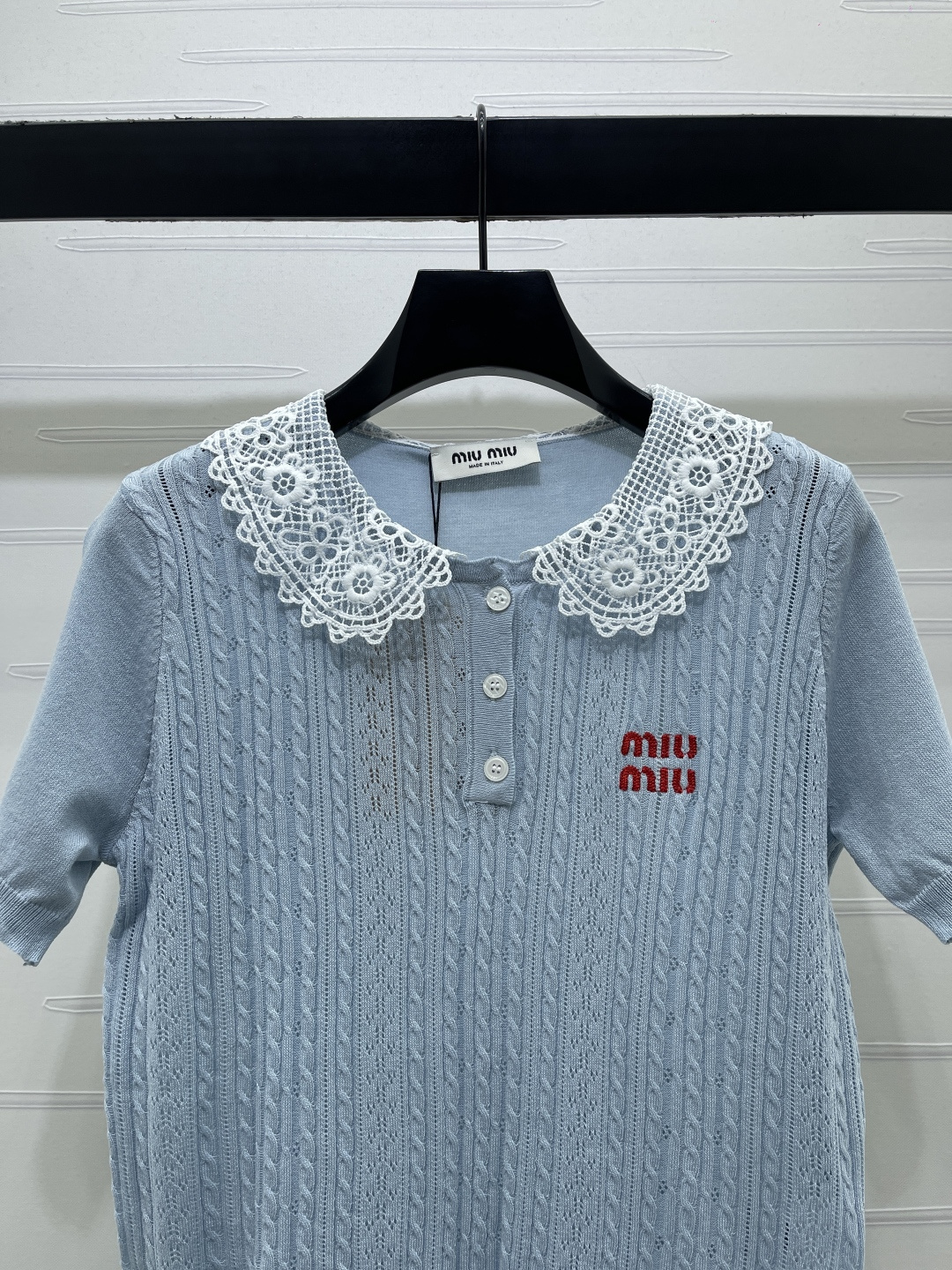 ミュウミュウ フローラル ロゴ刺繍 襟付き ニットポロシャツ 画像 5