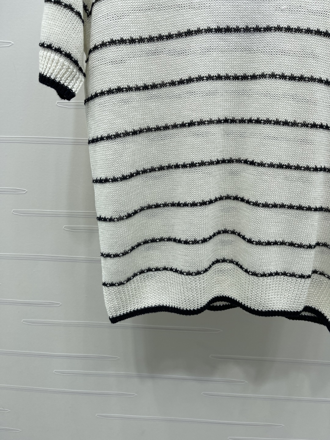 シャネル 白 ロゴ刺繍 ボーダー ニットTシャツ 画像 6
