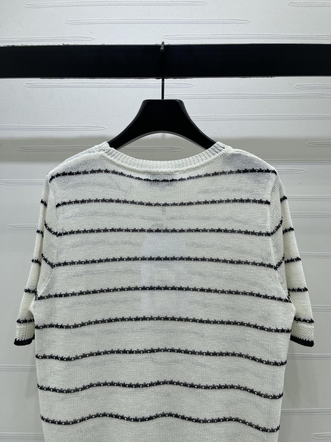 シャネル 白 ロゴ刺繍 ボーダー ニットTシャツ 画像 8