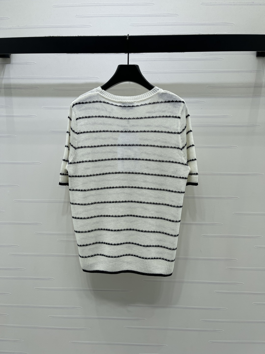 シャネル 白 ロゴ刺繍 ボーダー ニットTシャツ 画像 9