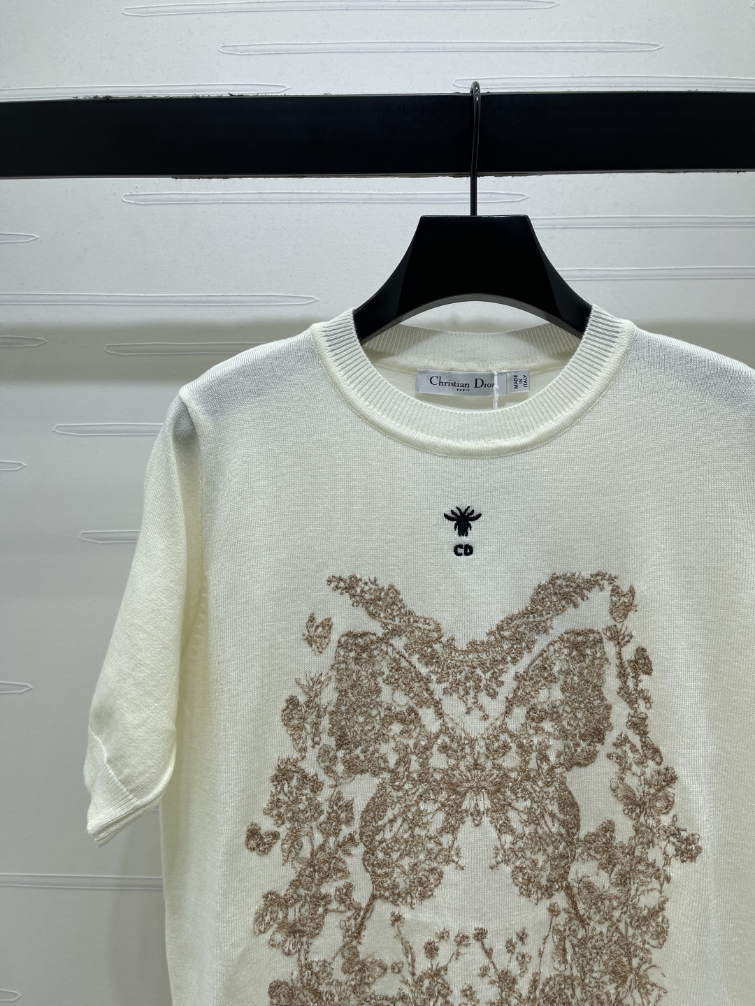 ディオール 白 ロゴ刺繍 バタフライ デニム スカート 画像 4