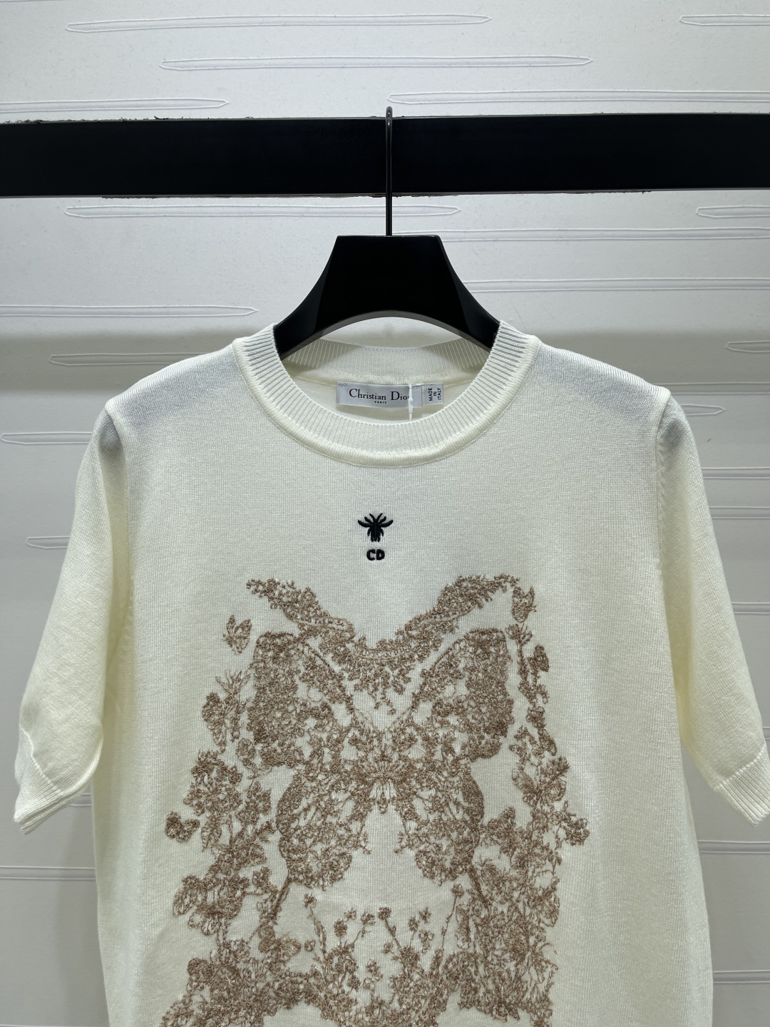 ディオール 白 ロゴ刺繍 バタフライ デニム スカート 画像 5