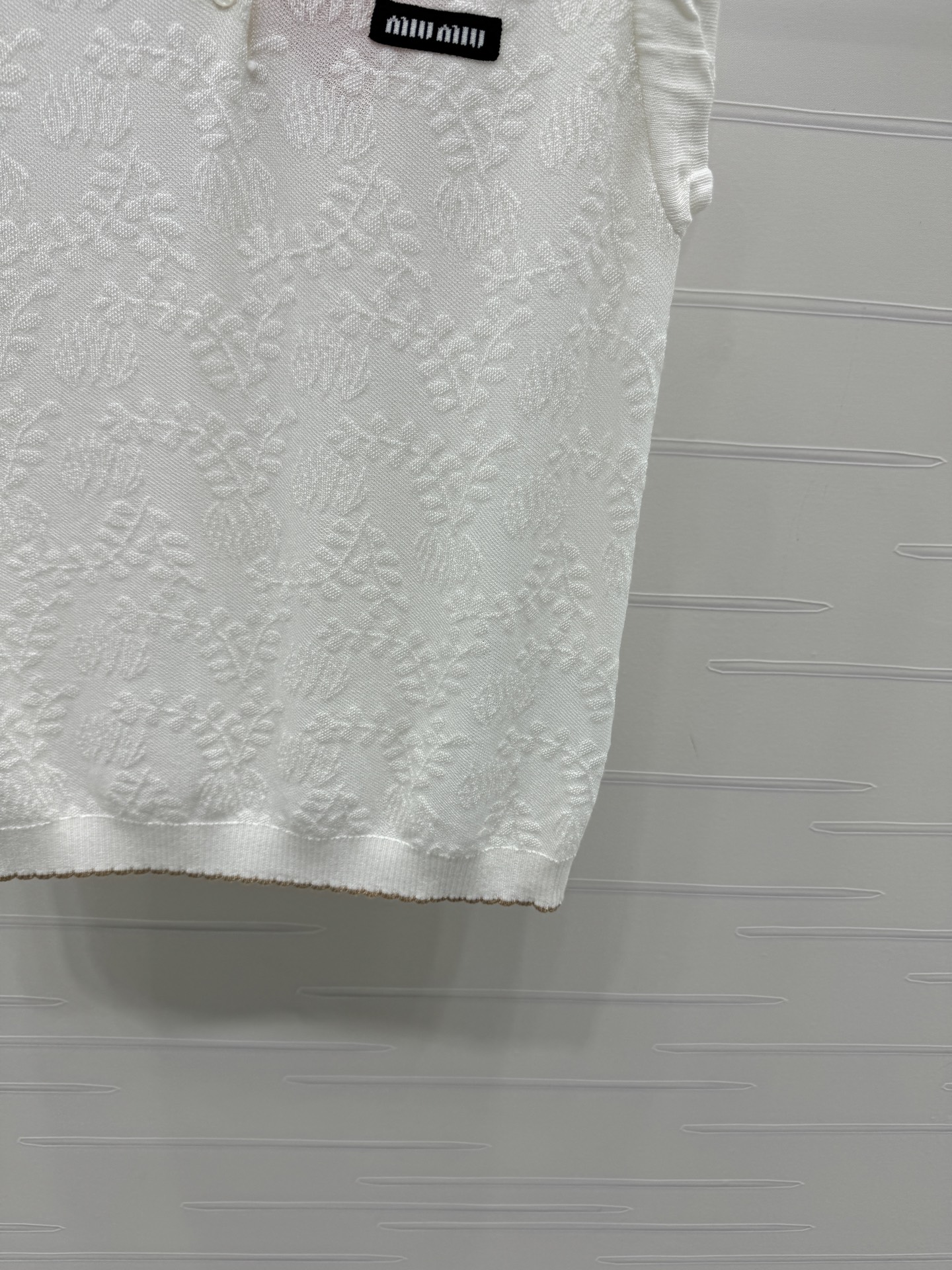 ミュウミュウ ロゴ刺繍 ジャカード ハイウエスト 襟付き スカート 画像 7