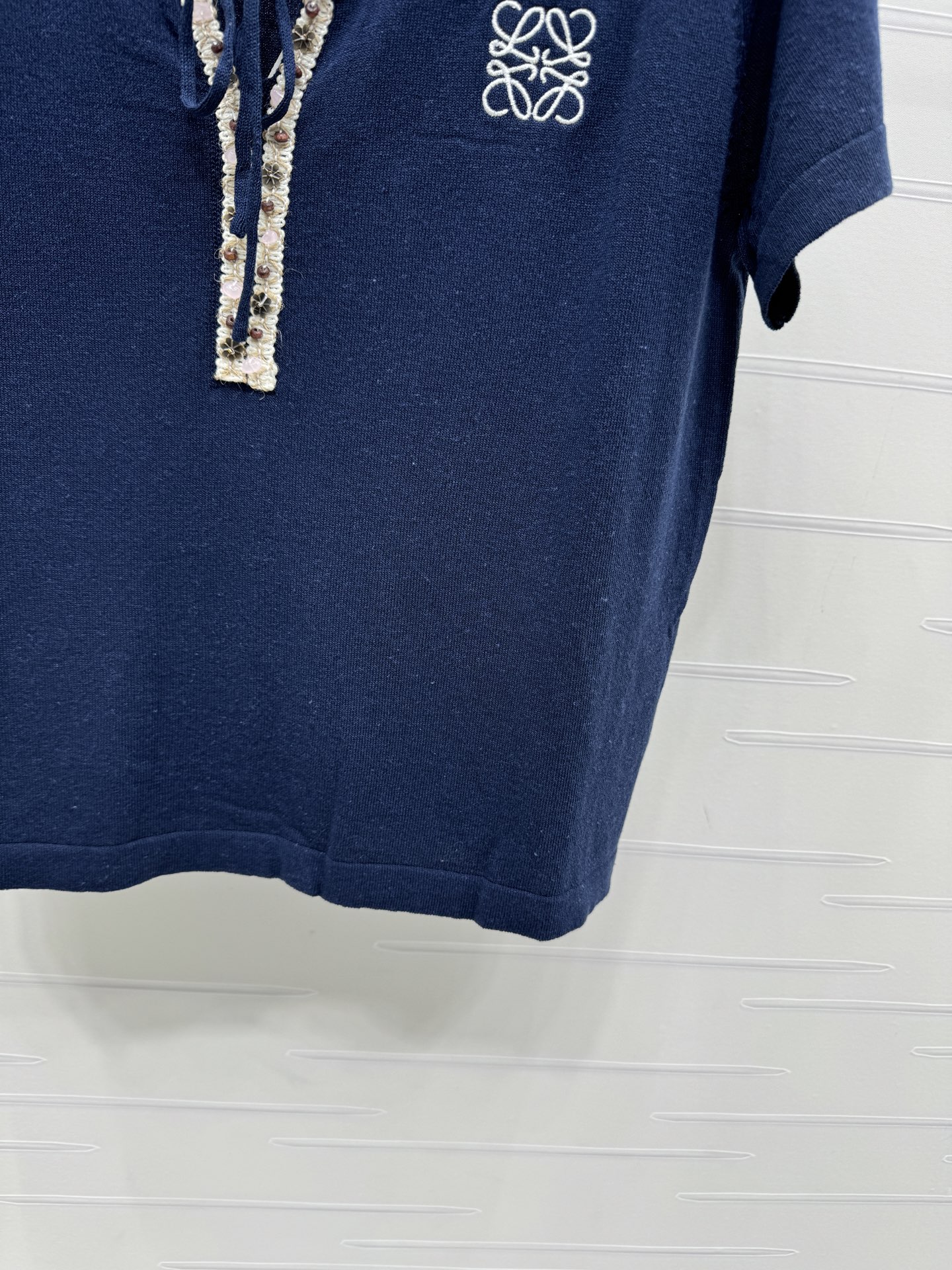 ロエベ フローラル ロゴ刺繍 ドローコード ニットTシャツ 画像 7