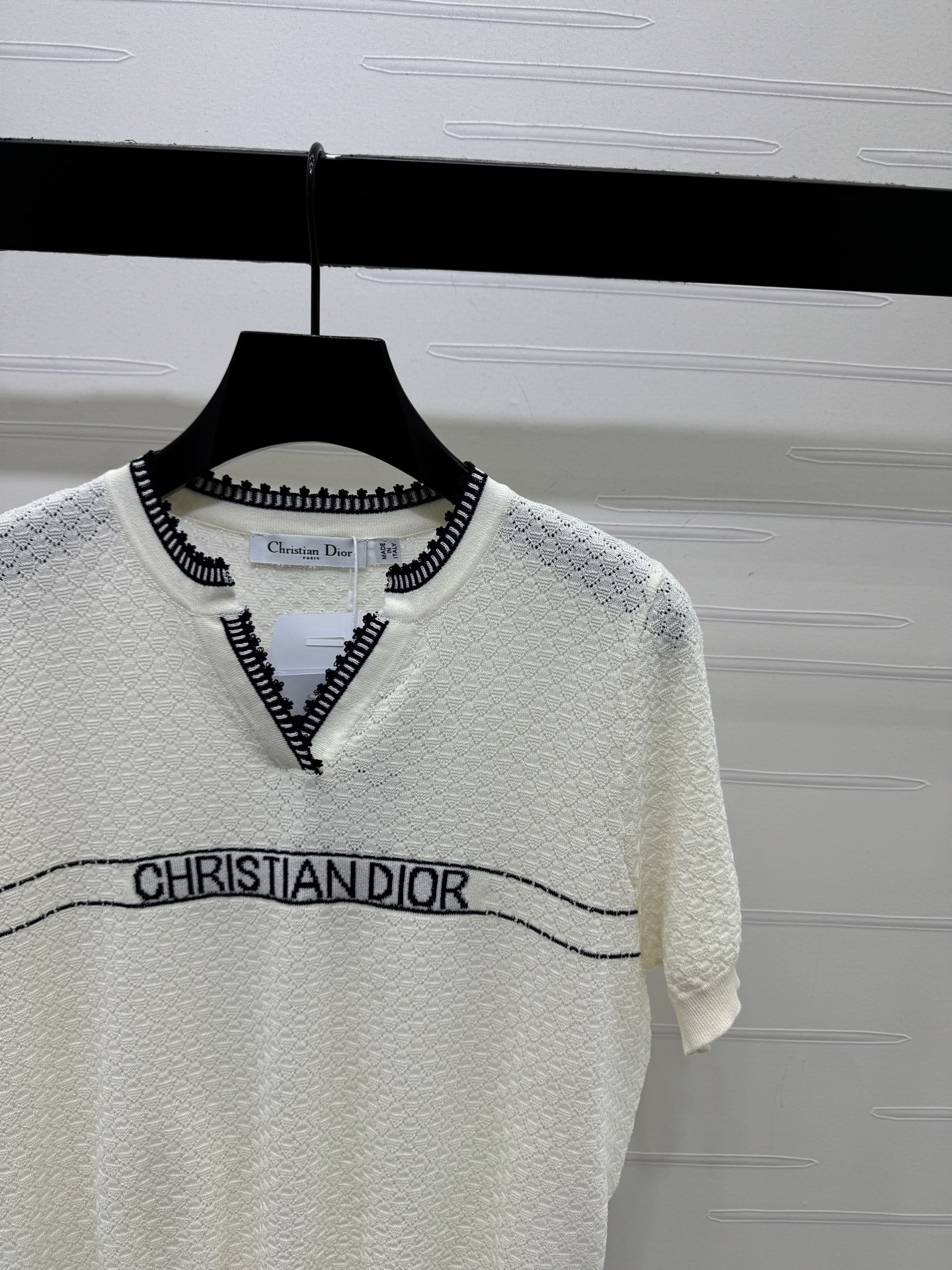 ディオール ロゴ刺繍 ジャカード 透かし編み デニム ニットTシャツ 画像 4