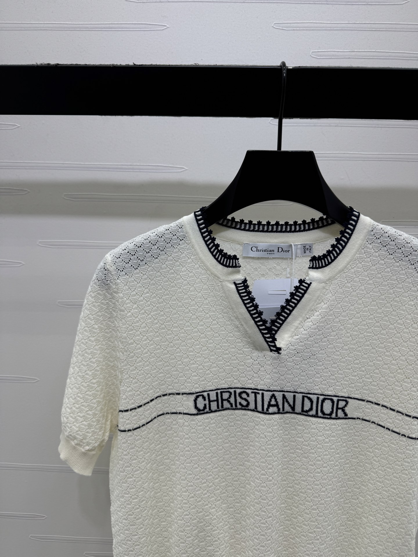 ディオール ロゴ刺繍 ジャカード 透かし編み デニム ニットTシャツ 画像 5