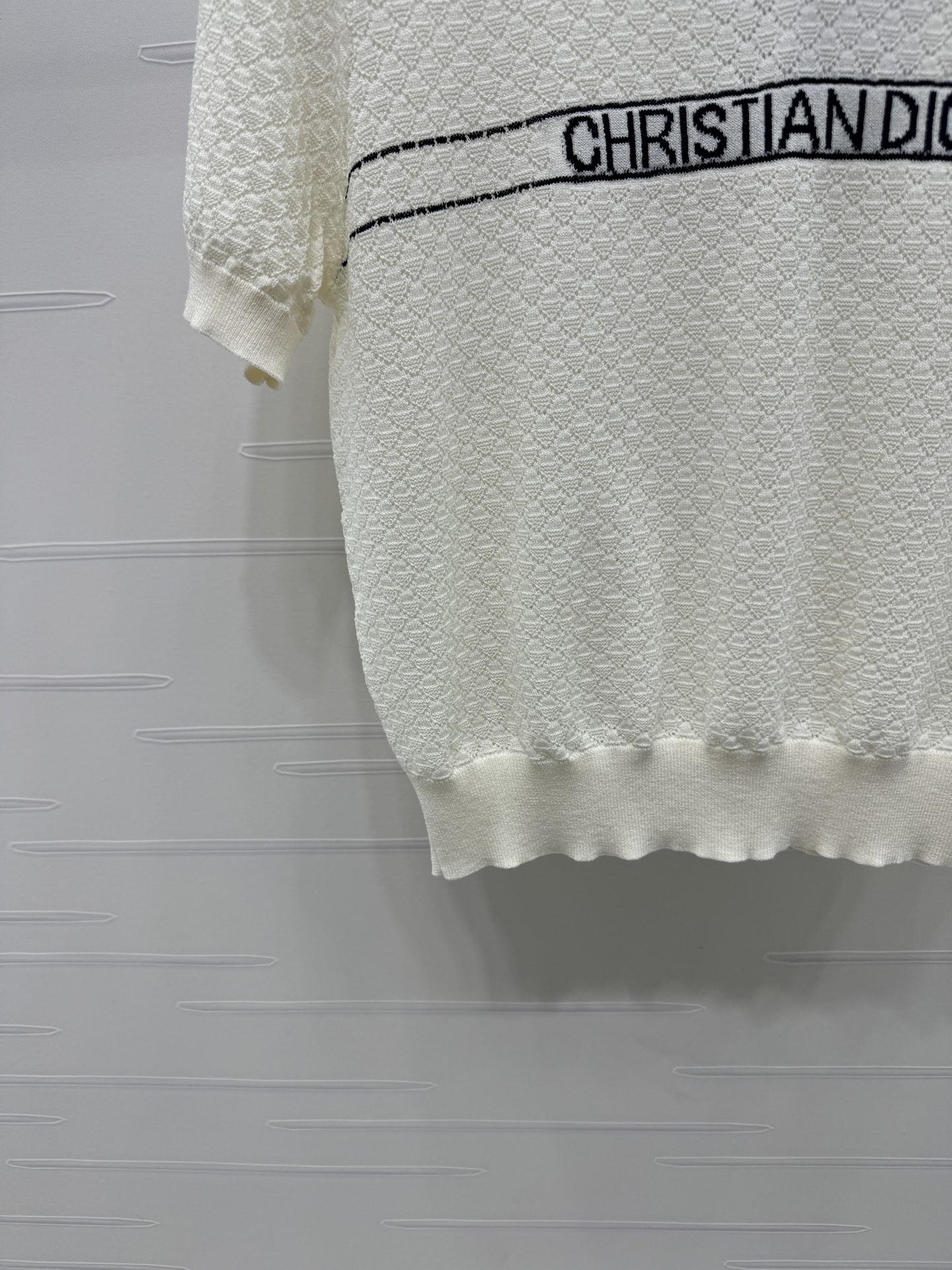 ディオール ロゴ刺繍 ジャカード 透かし編み デニム ニットTシャツ 画像 6