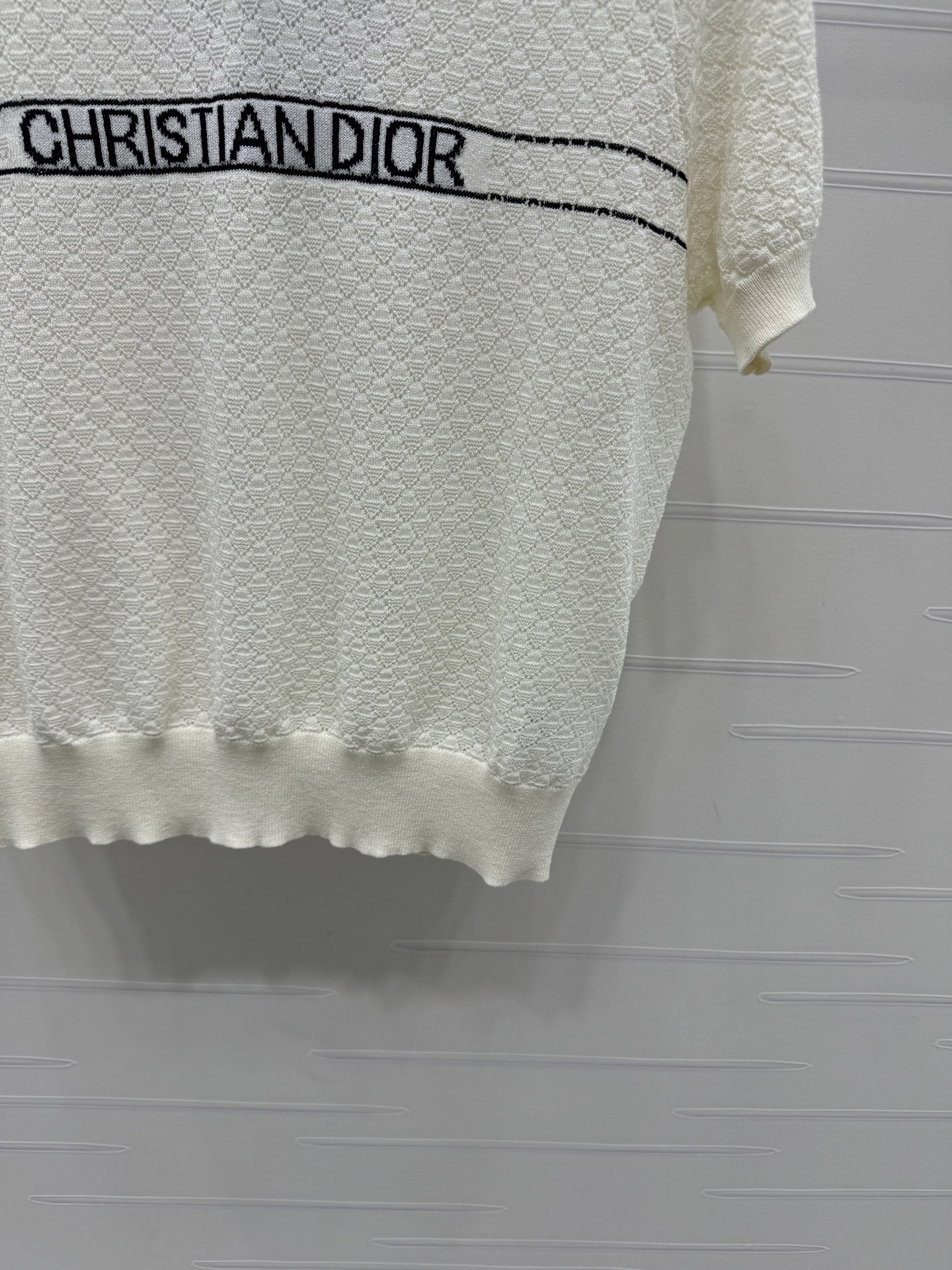 ディオール ロゴ刺繍 ジャカード 透かし編み デニム ニットTシャツ 画像 7
