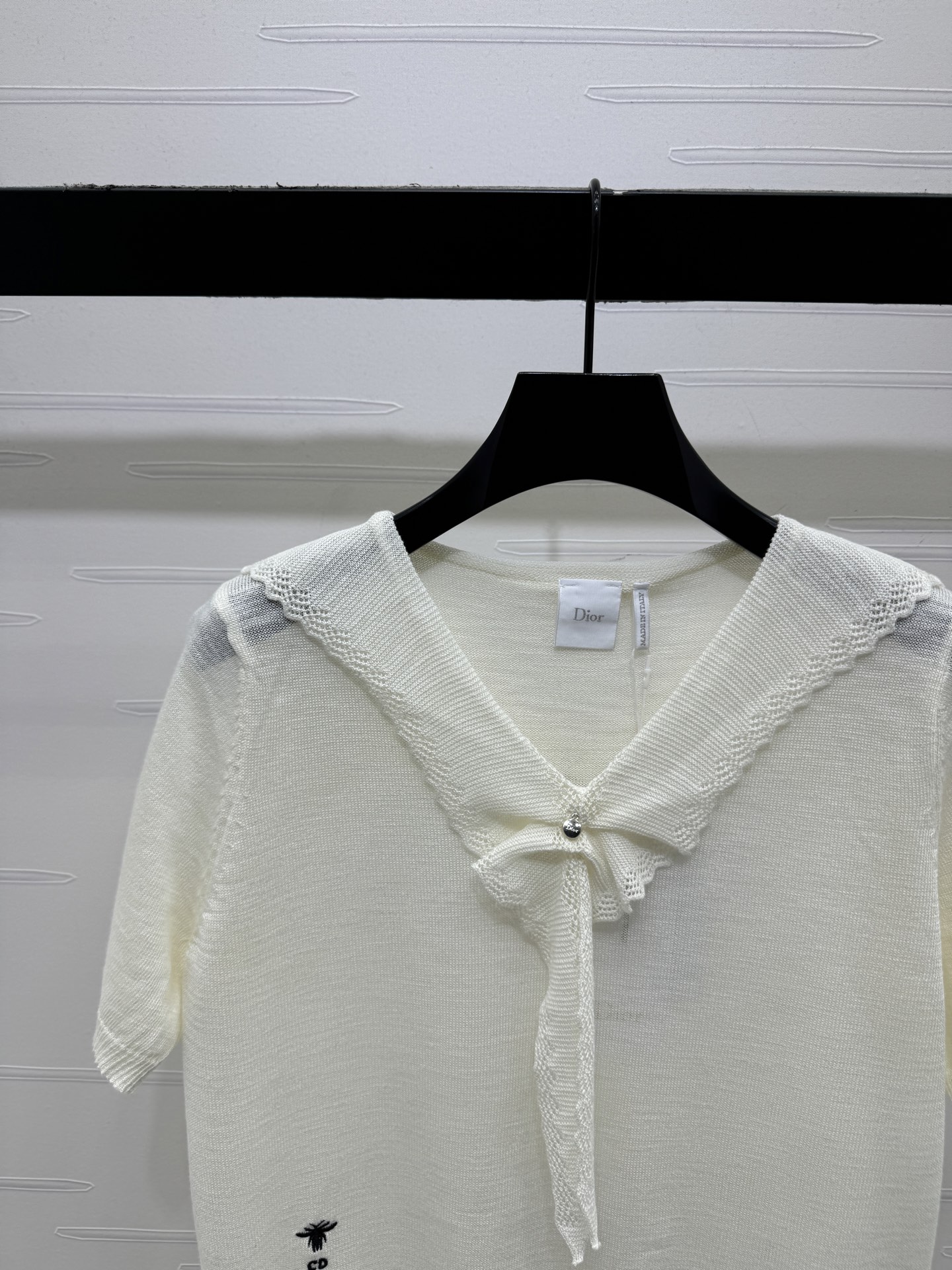 ディオール フローラル ロゴ刺繍 Vネック ニットTシャツ 画像 5