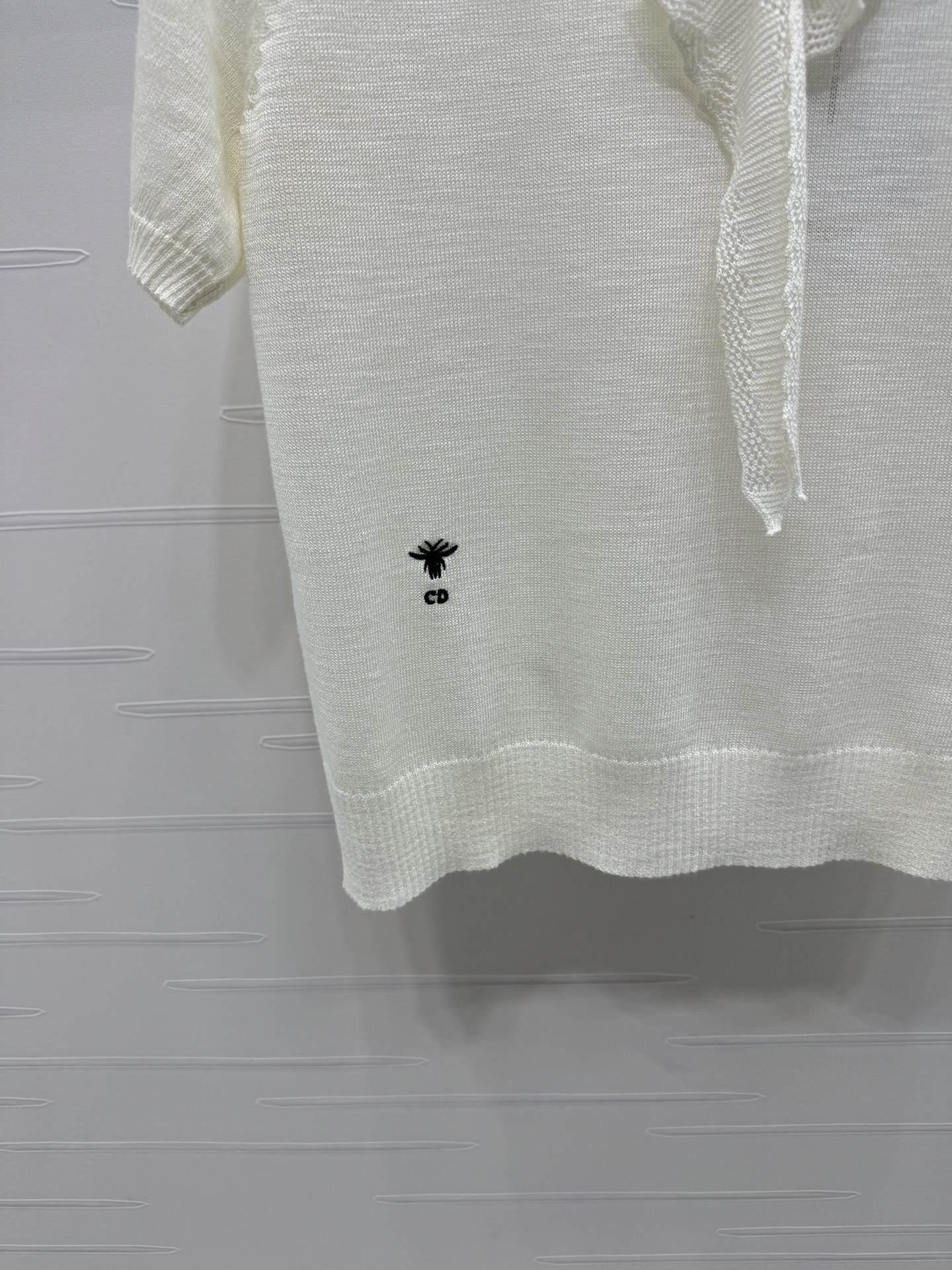 ディオール フローラル ロゴ刺繍 Vネック ニットTシャツ 画像 6