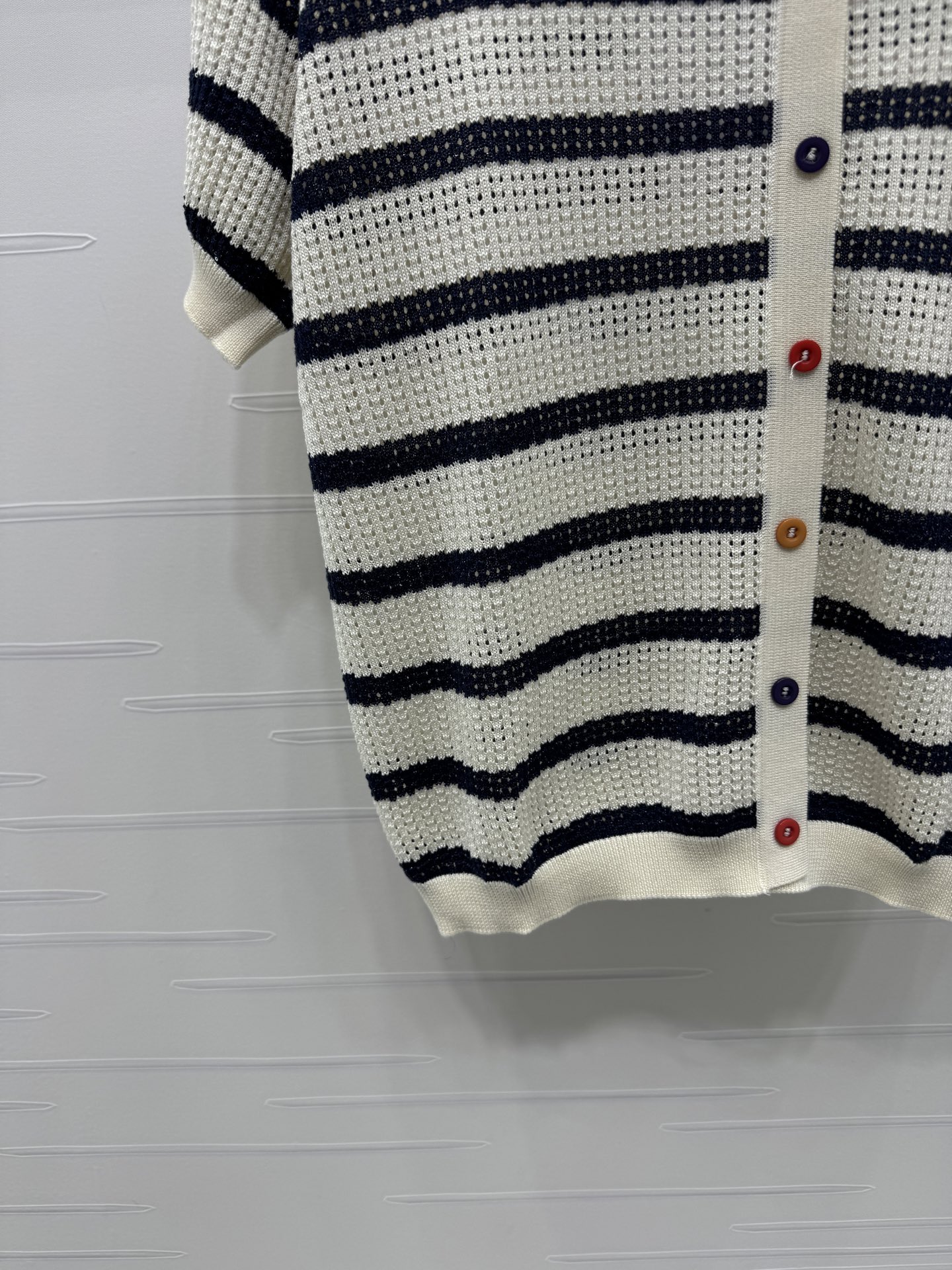 シャネル ロゴ刺繍 ボーダー 透かし編み 襟付き ニットポロシャツ 画像 6