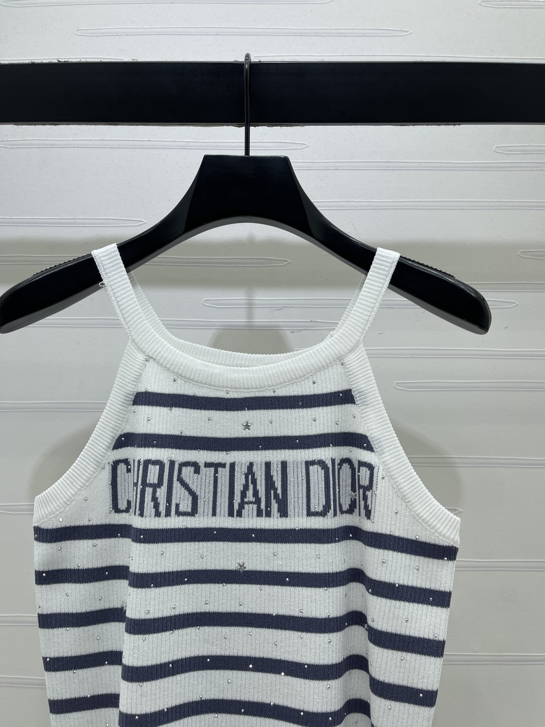 ディオール ロゴ刺繍 ボーダー ジャカード クリスタル装飾 ニットタンクトップ 画像 4