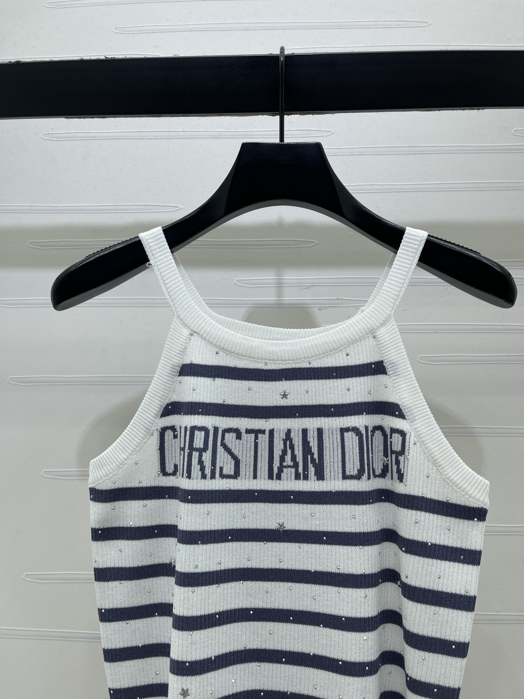 ディオール ロゴ刺繍 ボーダー ジャカード クリスタル装飾 ニットタンクトップ 画像 5