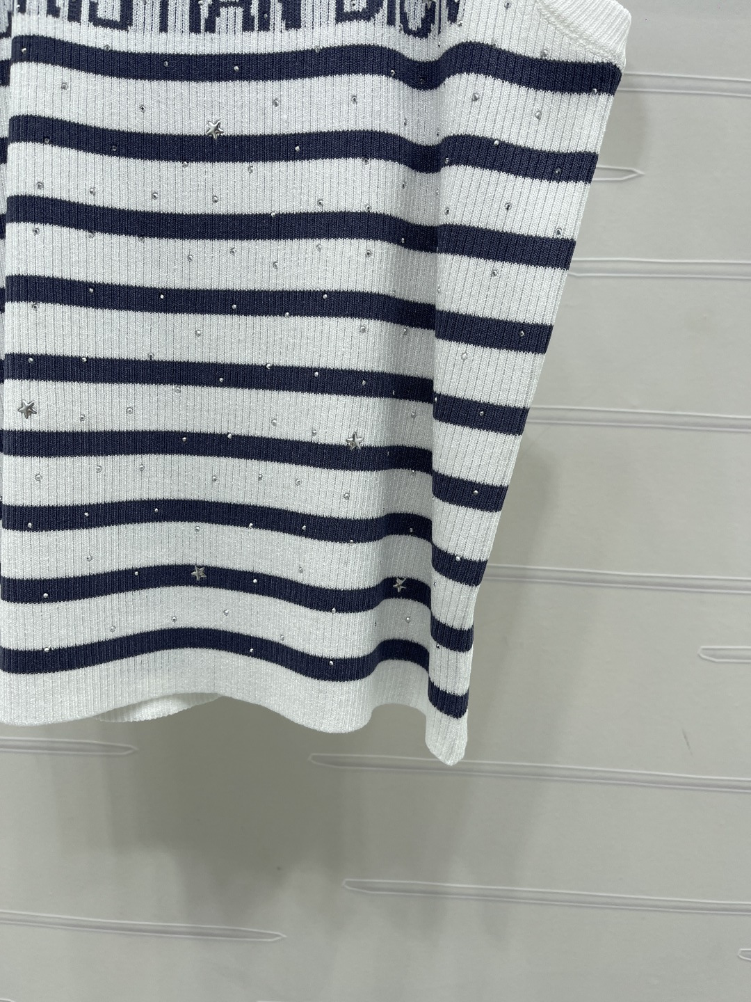 ディオール ロゴ刺繍 ボーダー ジャカード クリスタル装飾 ニットタンクトップ 画像 7