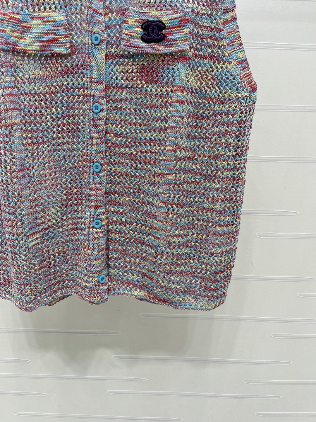 シャネル ロゴ刺繍 透かし編み 襟付き ポケットディテール ニットタンクトップ 画像 7