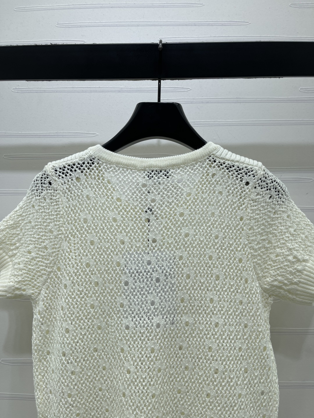 シャネル ロゴ刺繍 透かし編み クリスタル装飾 ニットTシャツ 画像 8