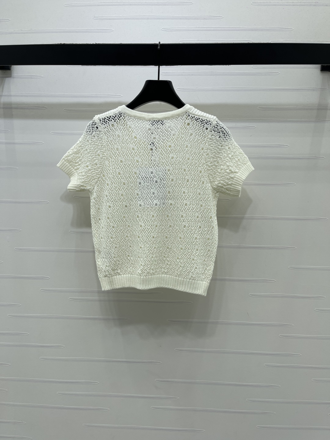 シャネル ロゴ刺繍 透かし編み クリスタル装飾 ニットTシャツ 画像 9