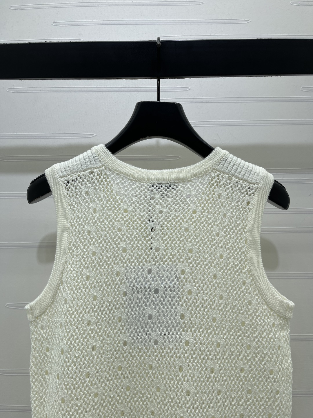 シャネル ロゴ刺繍 透かし編み クリスタル装飾 ニットタンクトップ 画像 8
