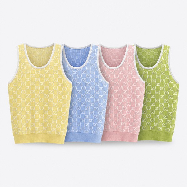 グッチ グラフィックプリント ジャカード ニットタンクトップ