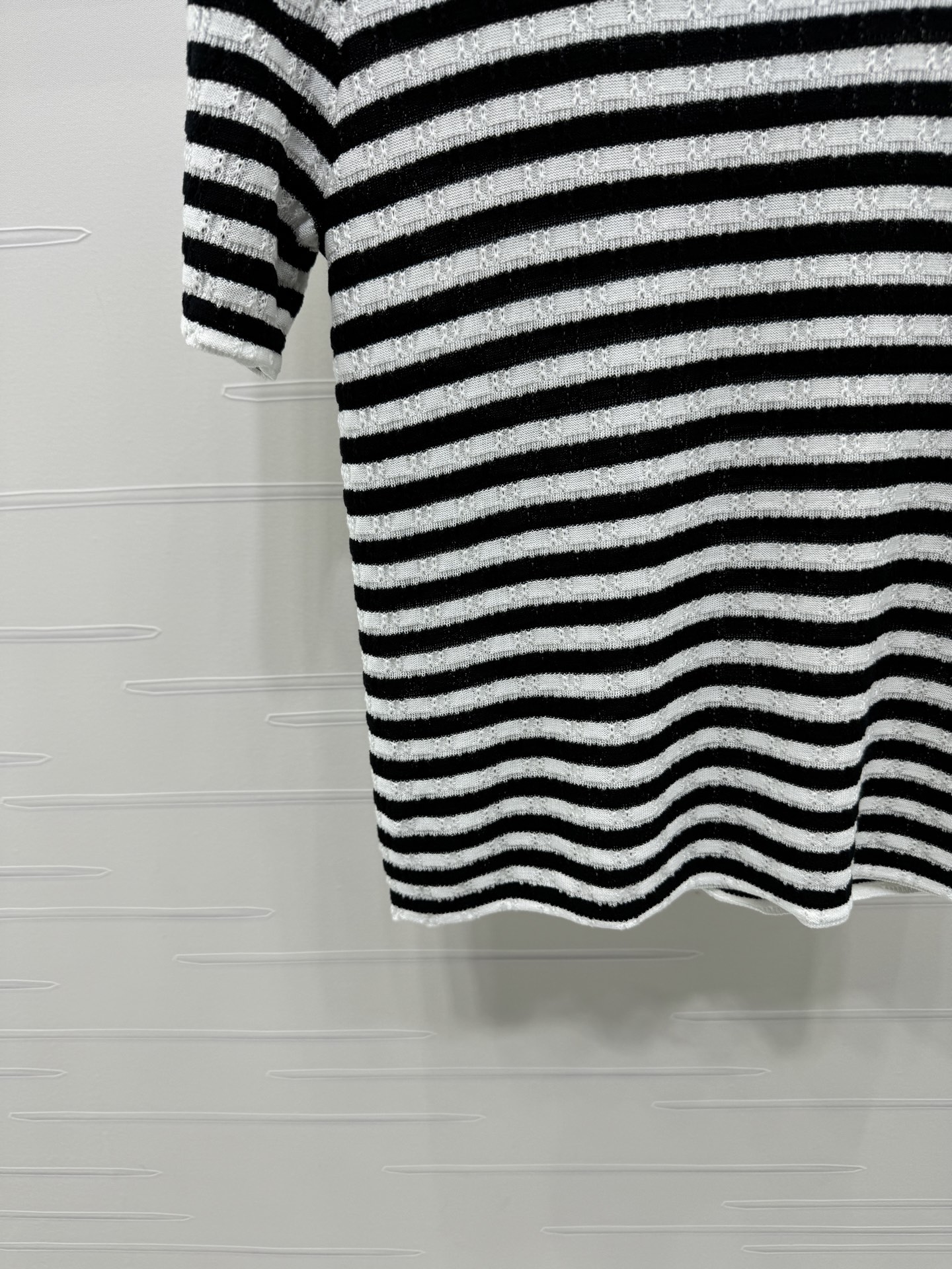 シャネル 白 ロゴ刺繍 ボーダー ニットTシャツ 画像 6