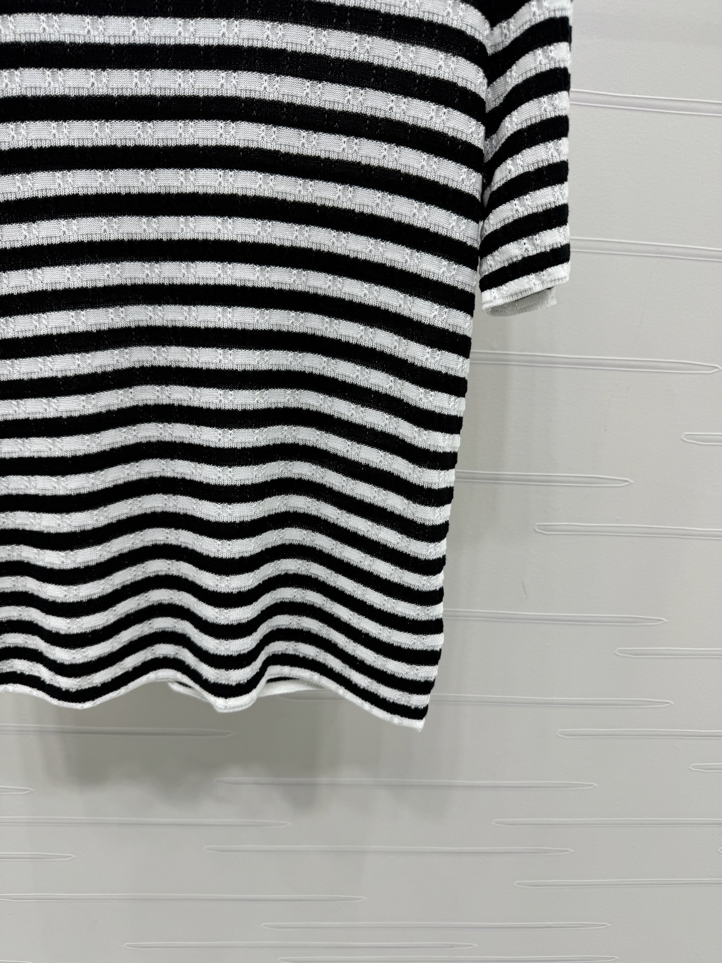 シャネル 白 ロゴ刺繍 ボーダー ニットTシャツ 画像 7
