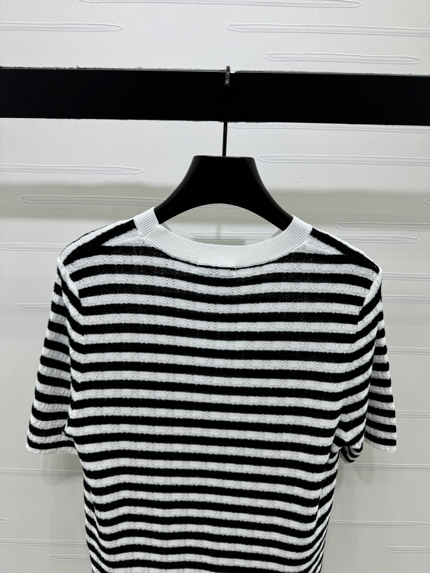 シャネル 白 ロゴ刺繍 ボーダー ニットTシャツ 画像 8