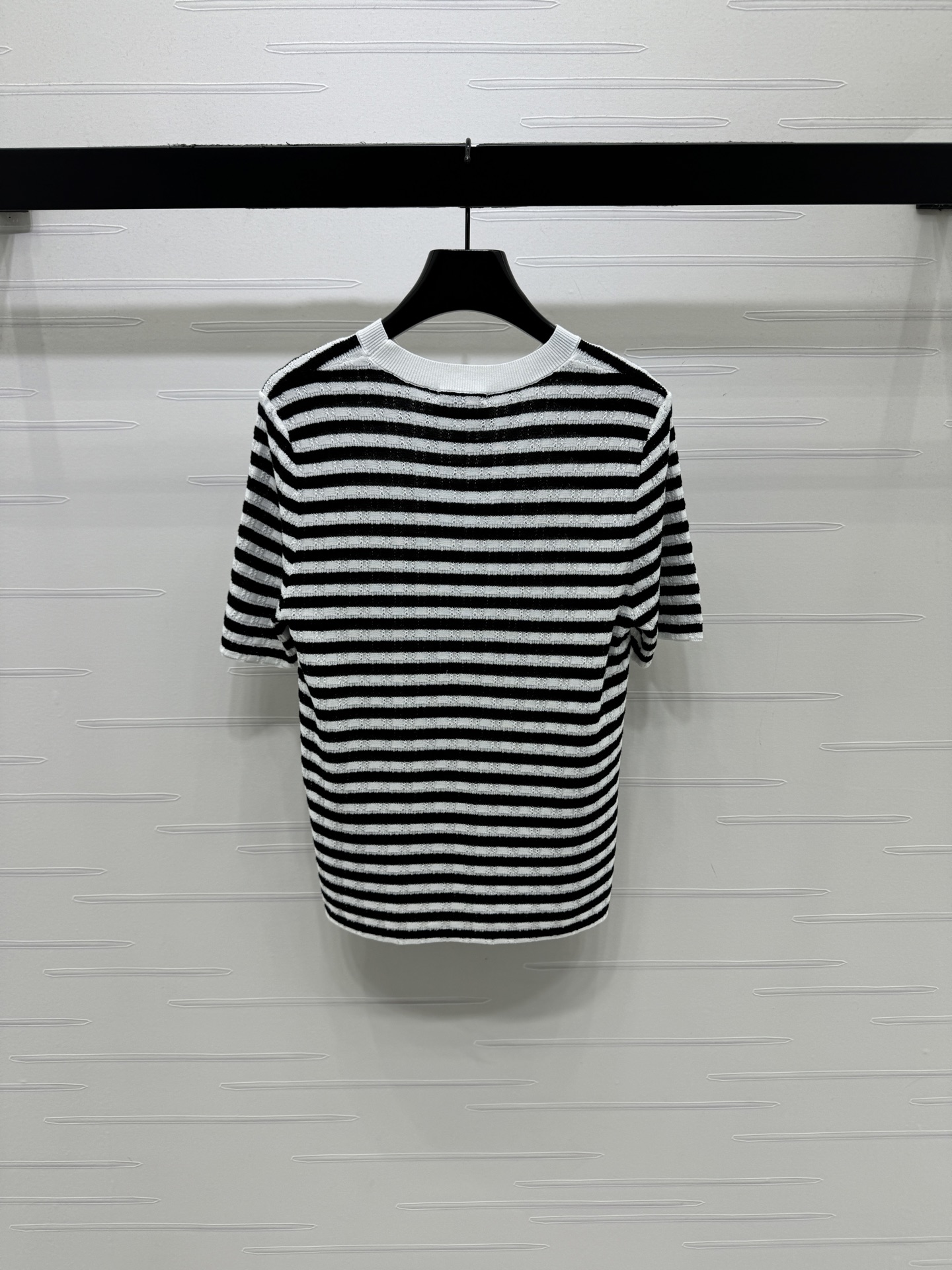 シャネル 白 ロゴ刺繍 ボーダー ニットTシャツ 画像 9