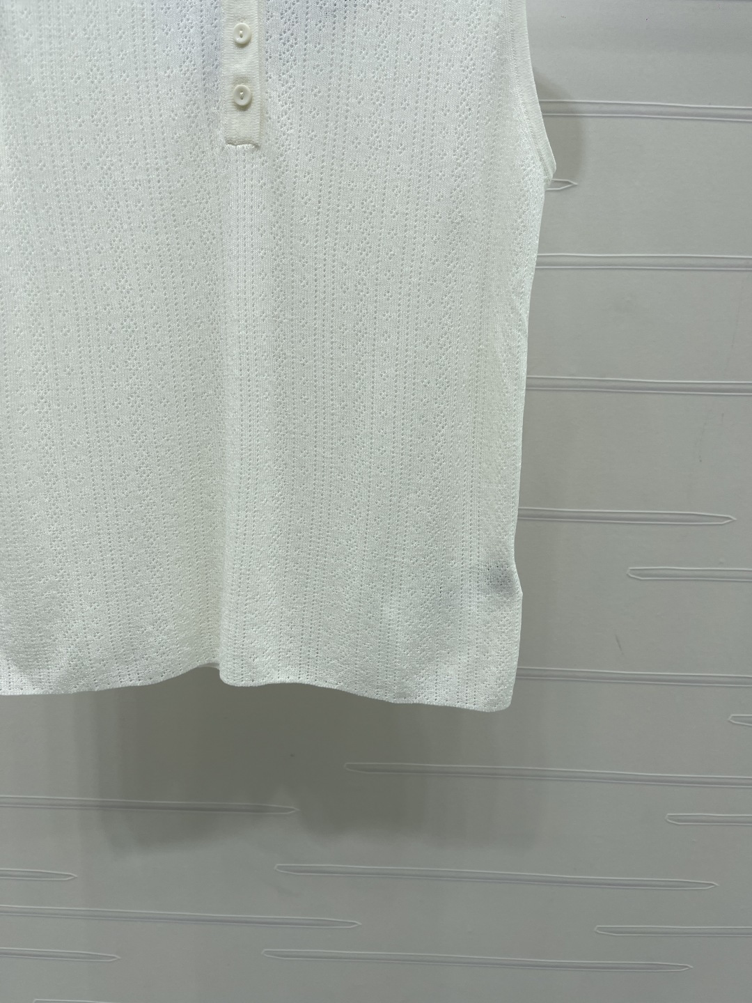 セリーヌ グラフィックプリント ロゴ刺繍 透かし編み 襟付き ニットタンクトップ 画像 7
