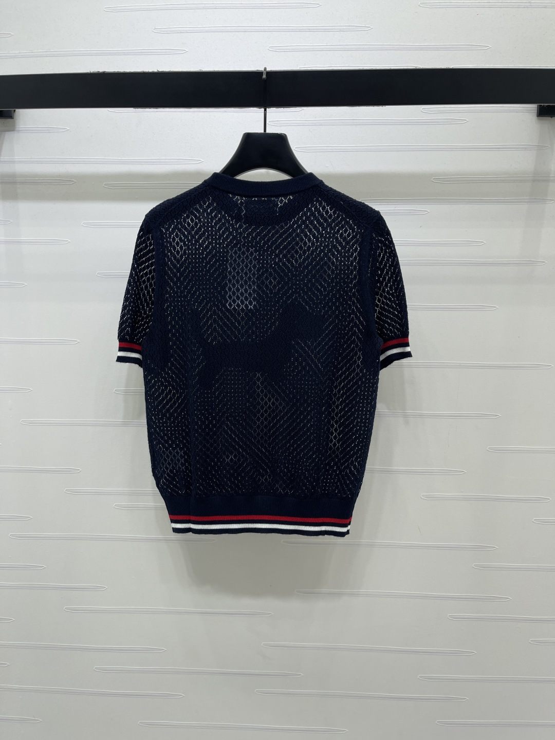トムブラウン グラフィックプリント ドッグモチーフ 透かし編み クリスタル装飾 ニットTシャツ 画像 9
