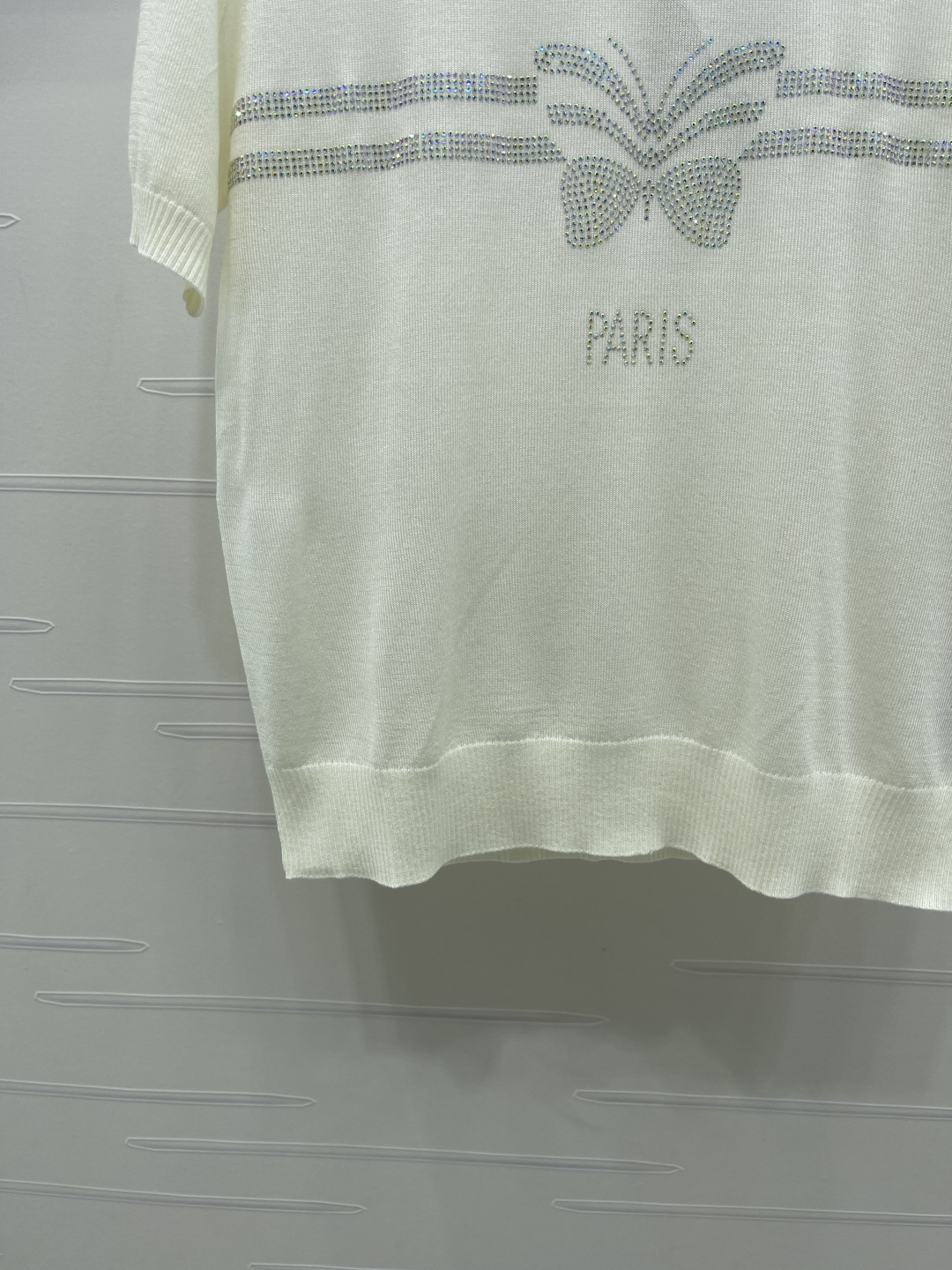 ディオール グラフィックプリント ロゴ刺繍 バタフライ クリスタル装飾 ニットTシャツ 画像 6