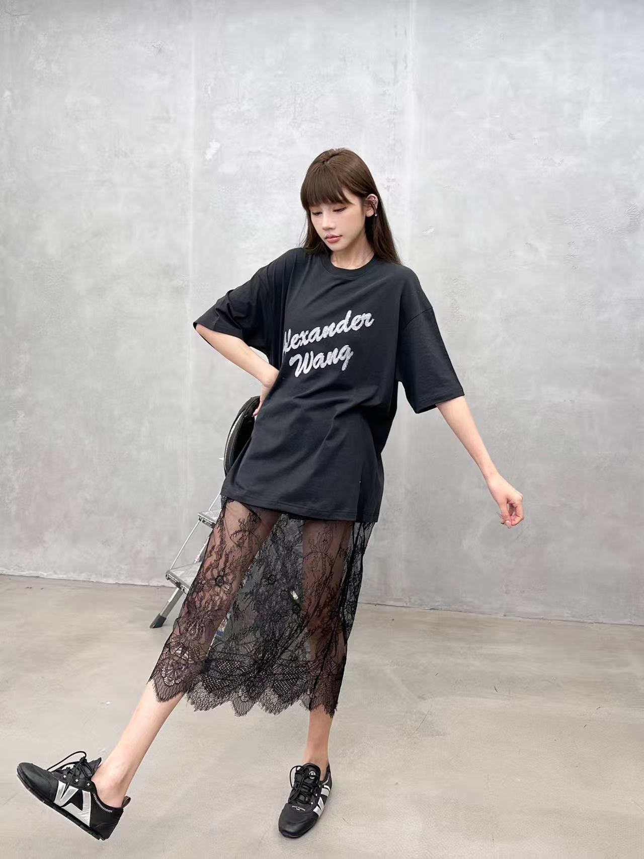 アレキサンダーワン グラフィックTシャツ レースパネルワンピース 画像 8