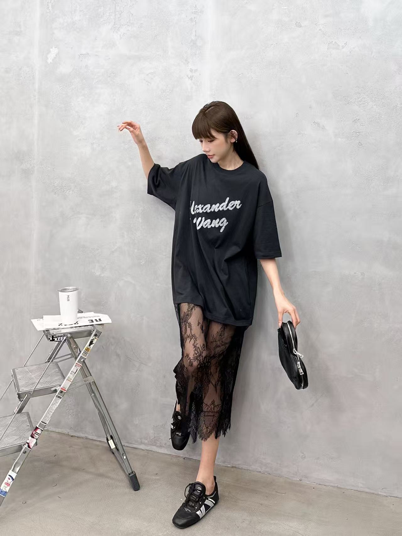 アレキサンダーワン グラフィックTシャツ レースパネルワンピース 画像 9