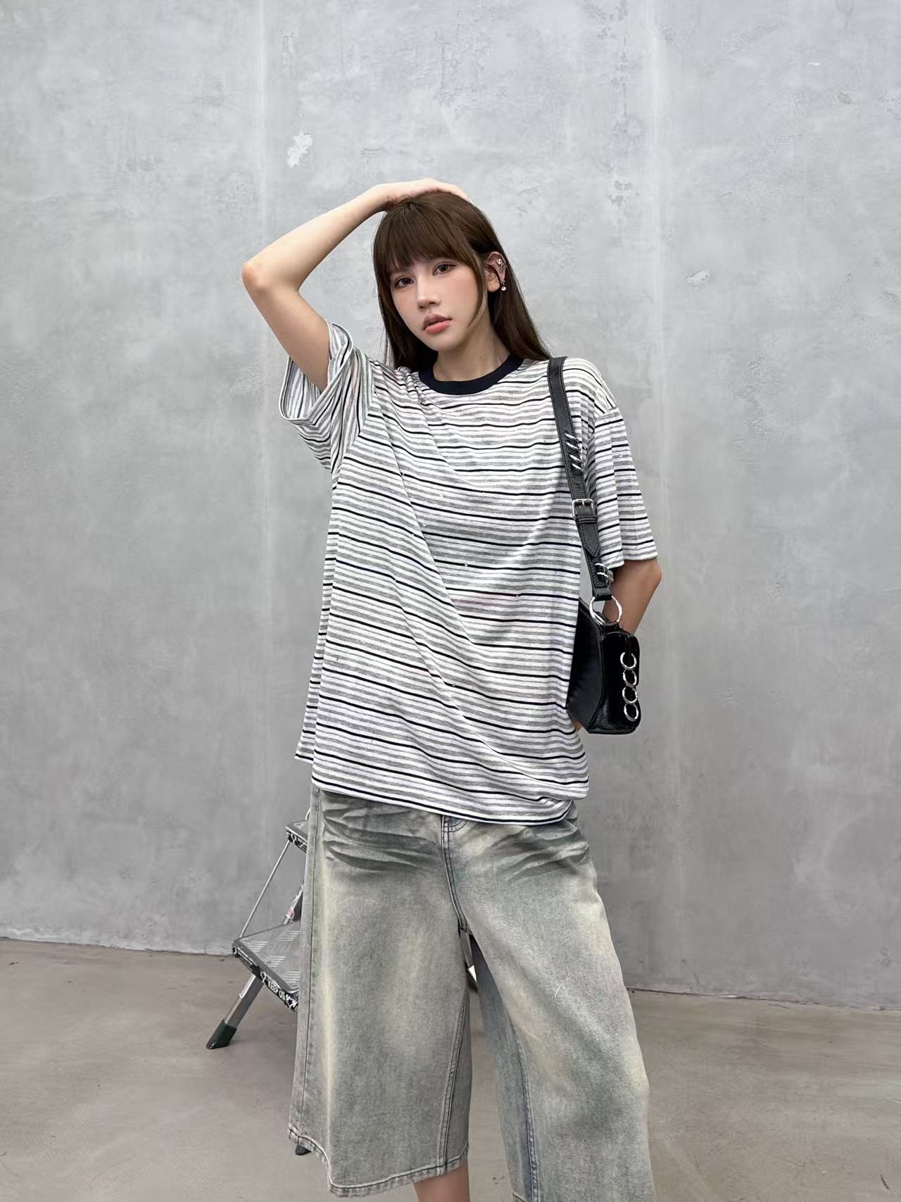 アレキサンダーワン ラインストーン ストライプ Tシャツ 画像 8