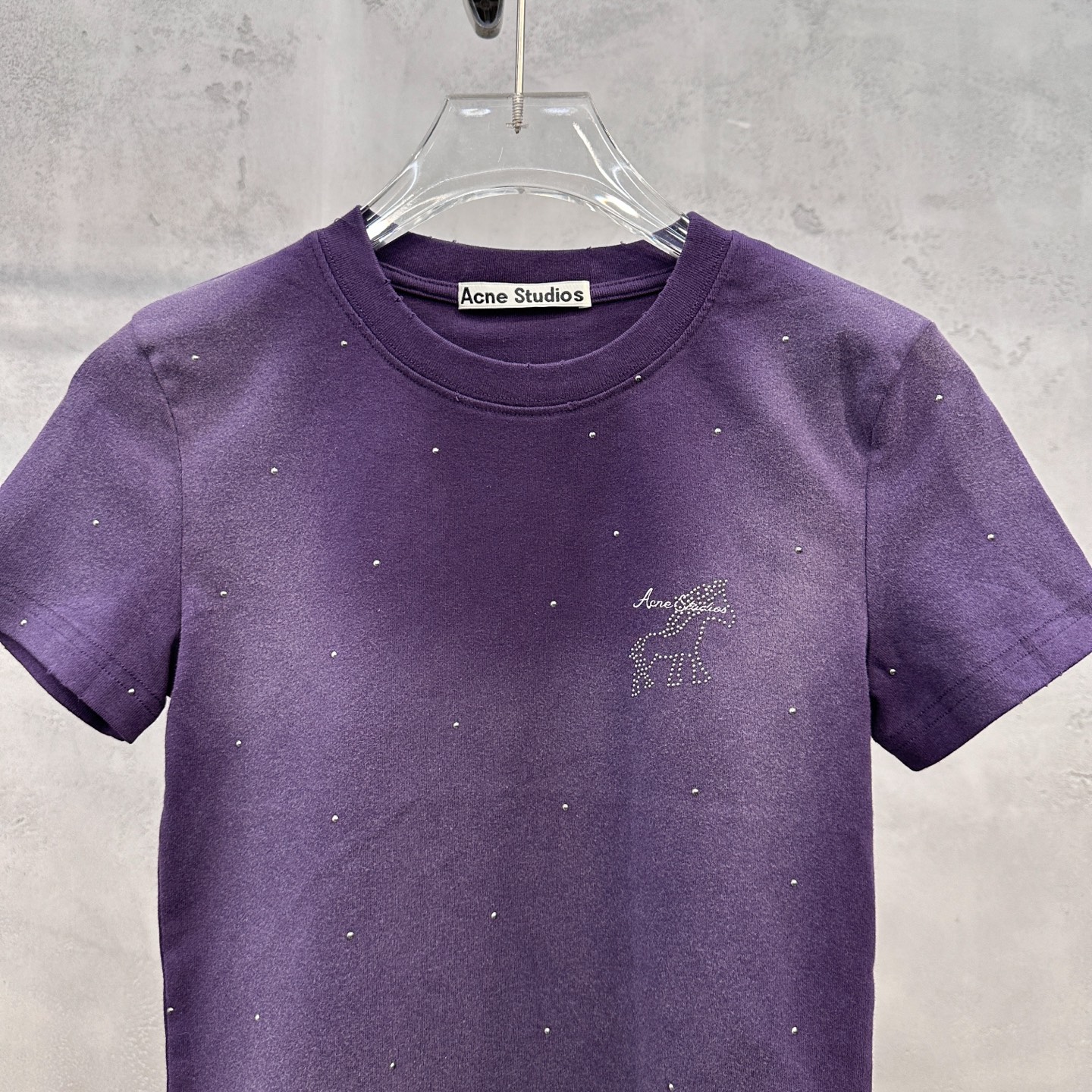アクネ ストゥディオズ ラインストーン ウォッシュド Tシャツ 詳細画像 3