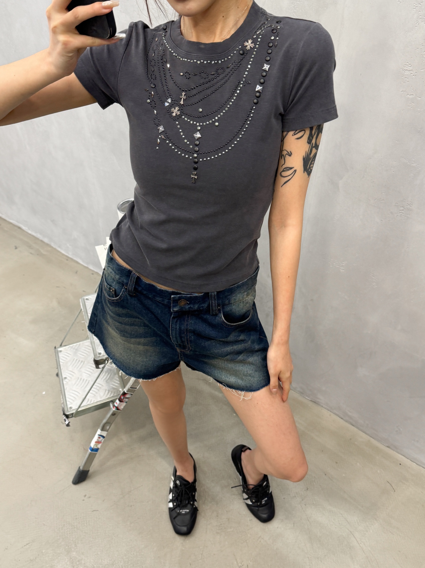 クロムハーツ ラインストーン ウォッシュド Tシャツ 画像 7