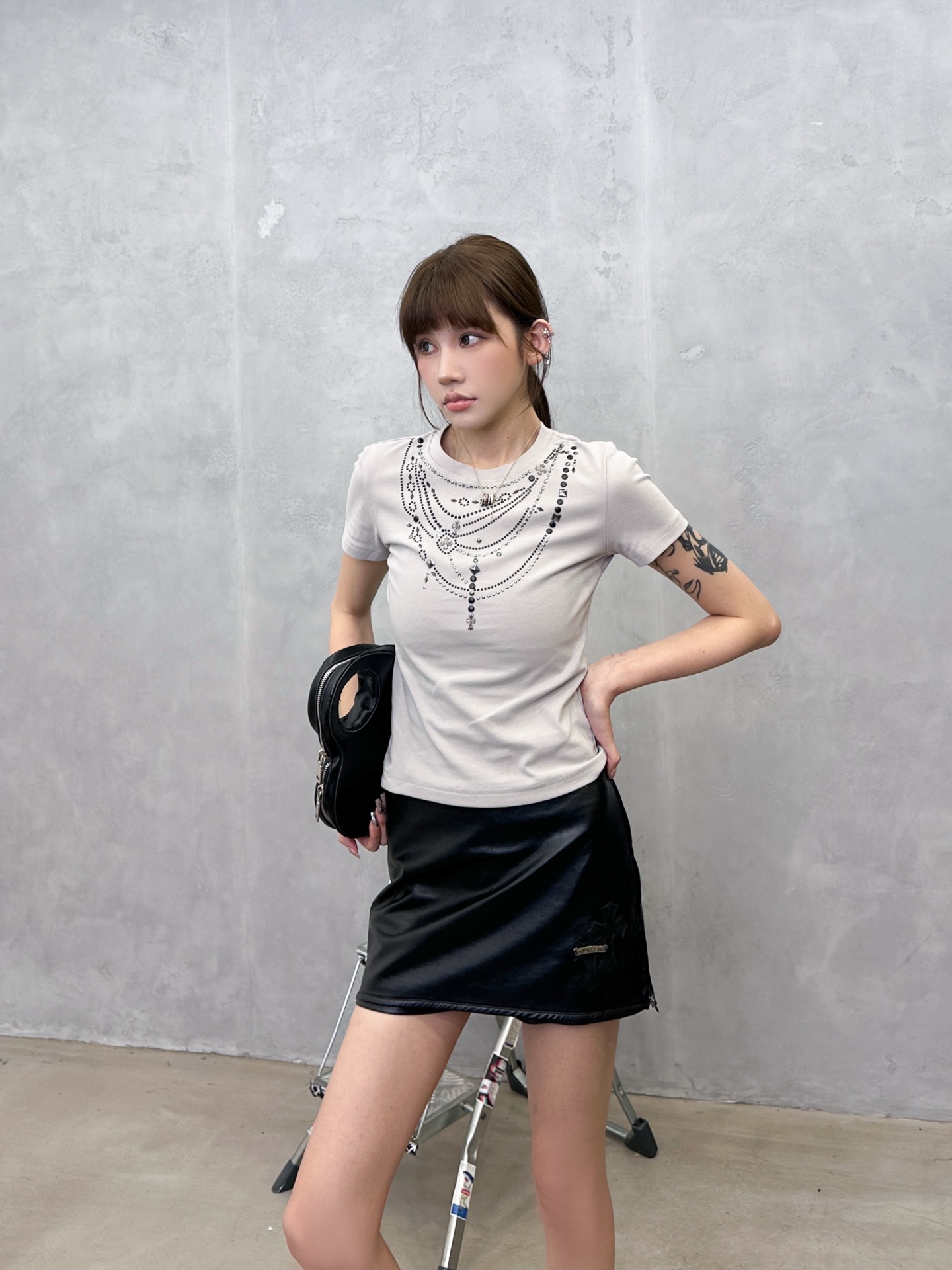 クロムハーツ ラインストーン ネックレスグラフィックTシャツ 画像 7