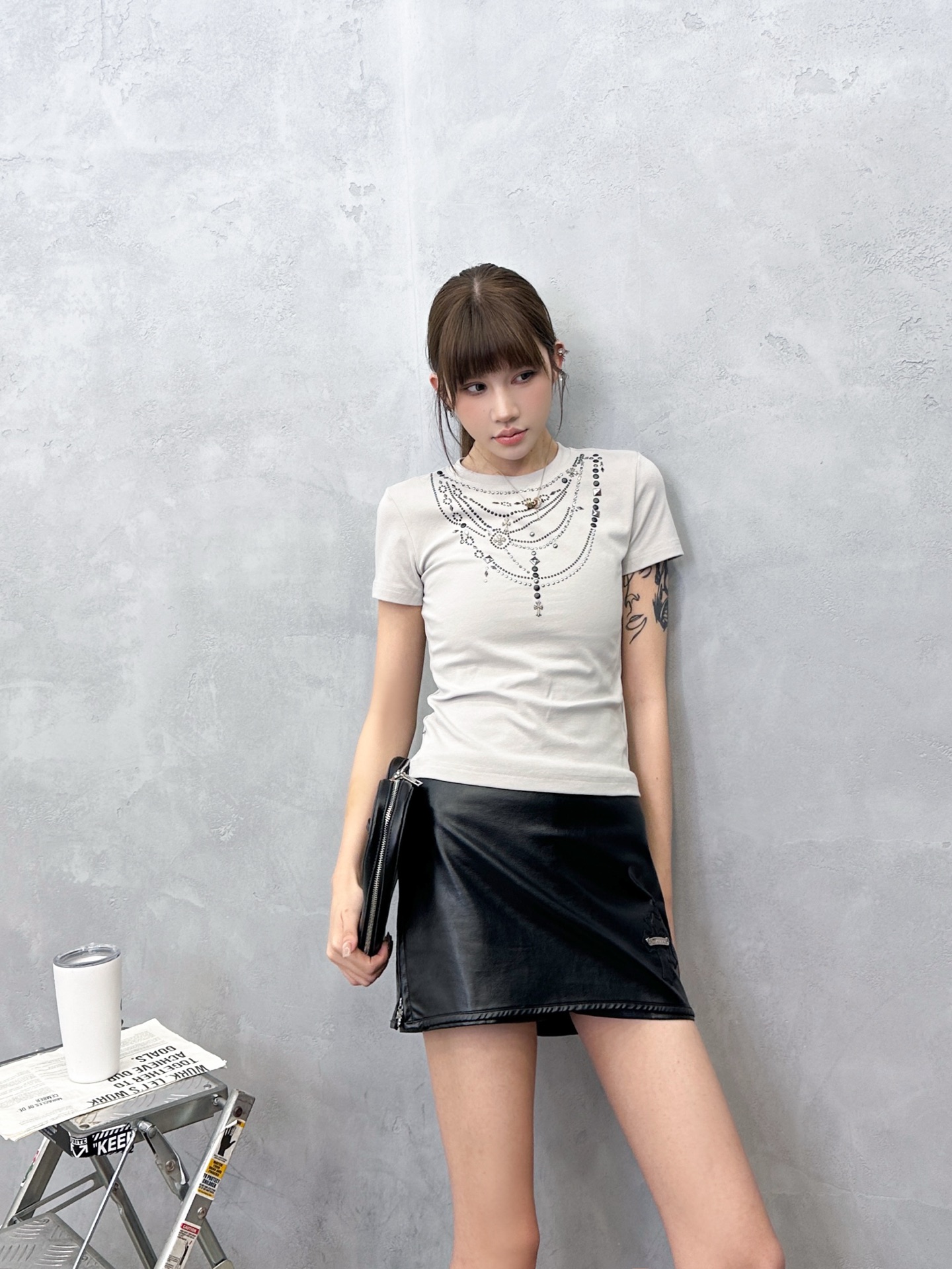 クロムハーツ ラインストーン ネックレスグラフィックTシャツ 画像 8