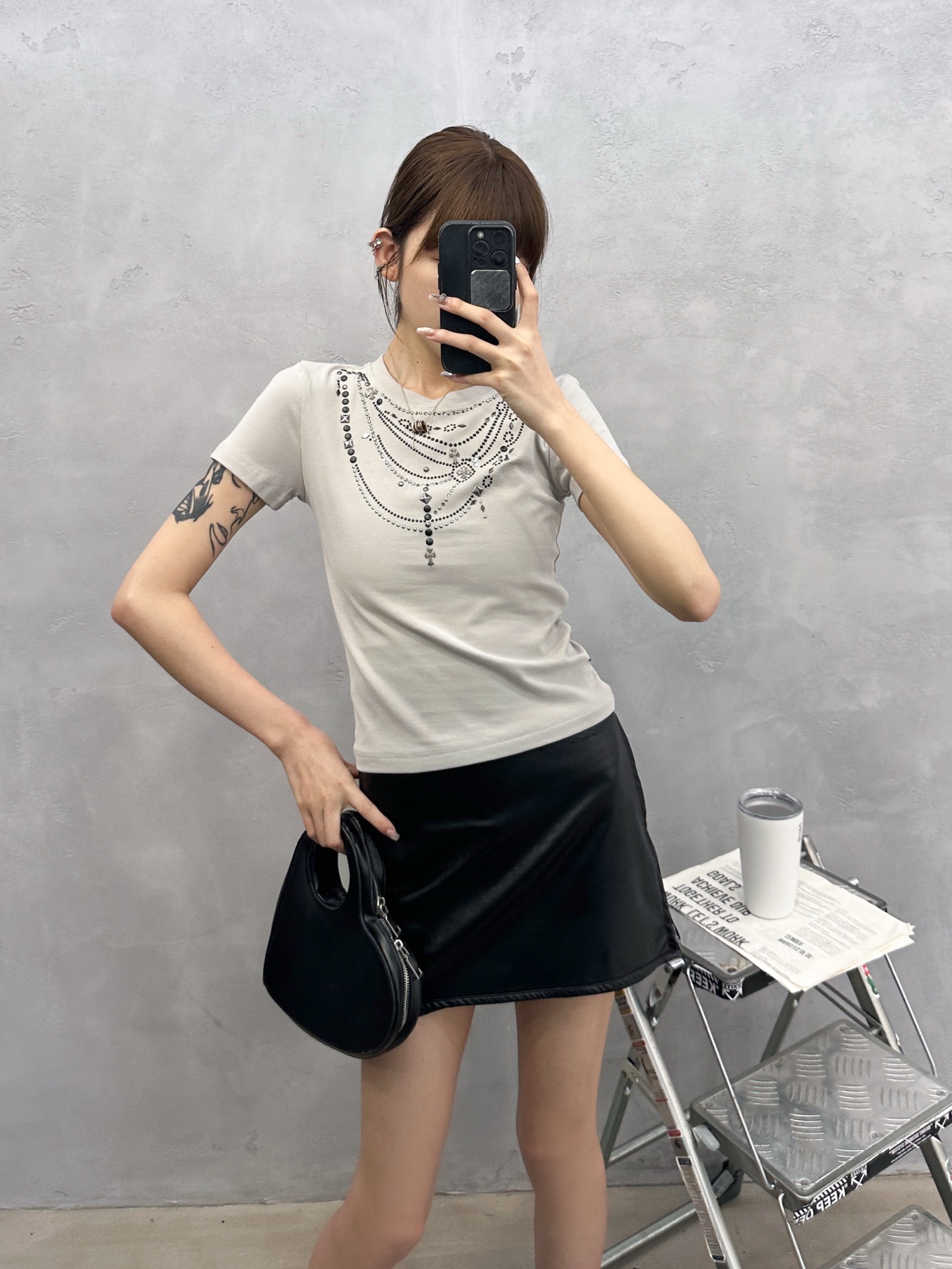 クロムハーツ ラインストーン ネックレスグラフィックTシャツ 画像 9