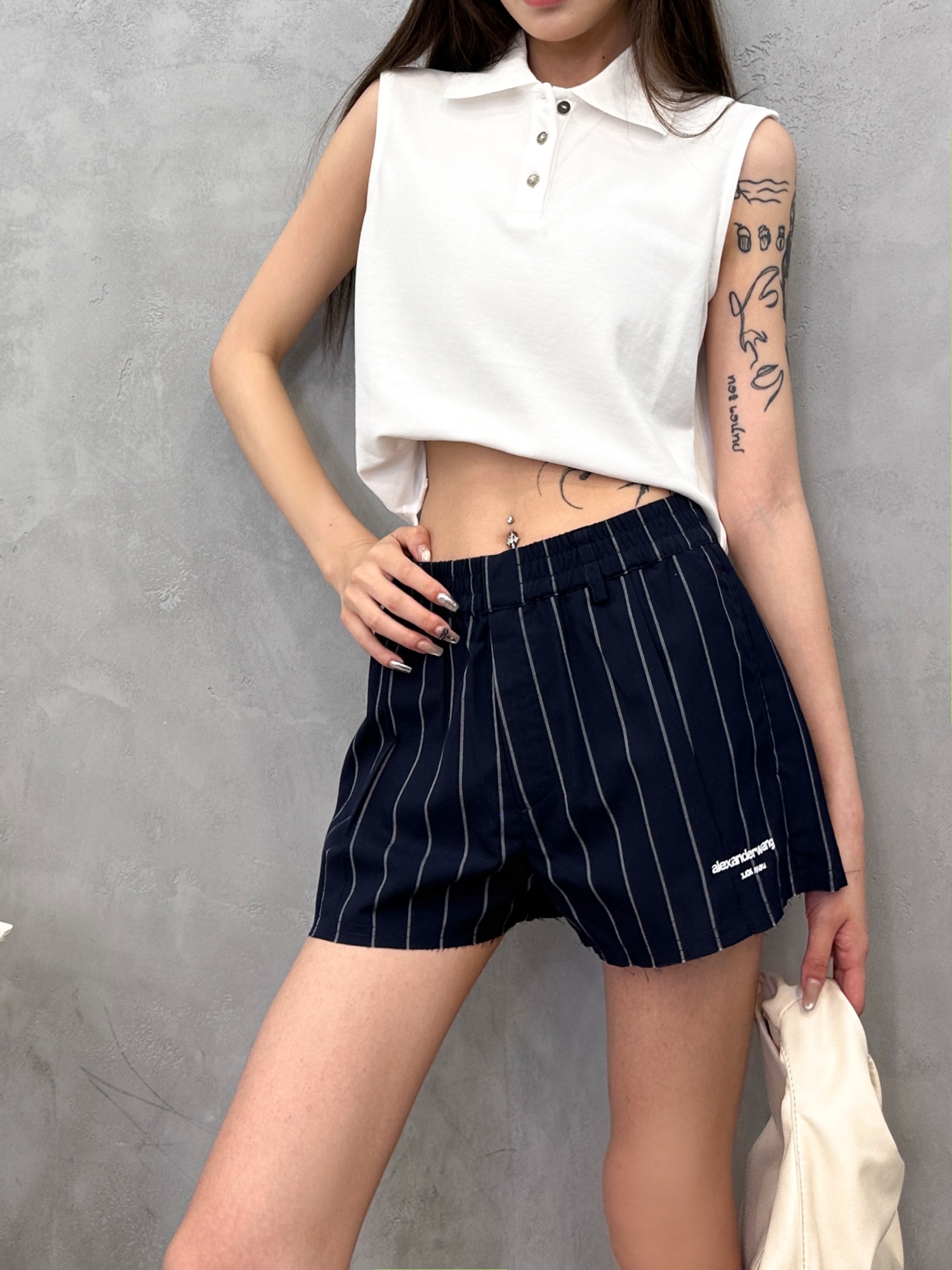 アレキサンダーワン ストライプ ロゴ ショーツ 画像 9
