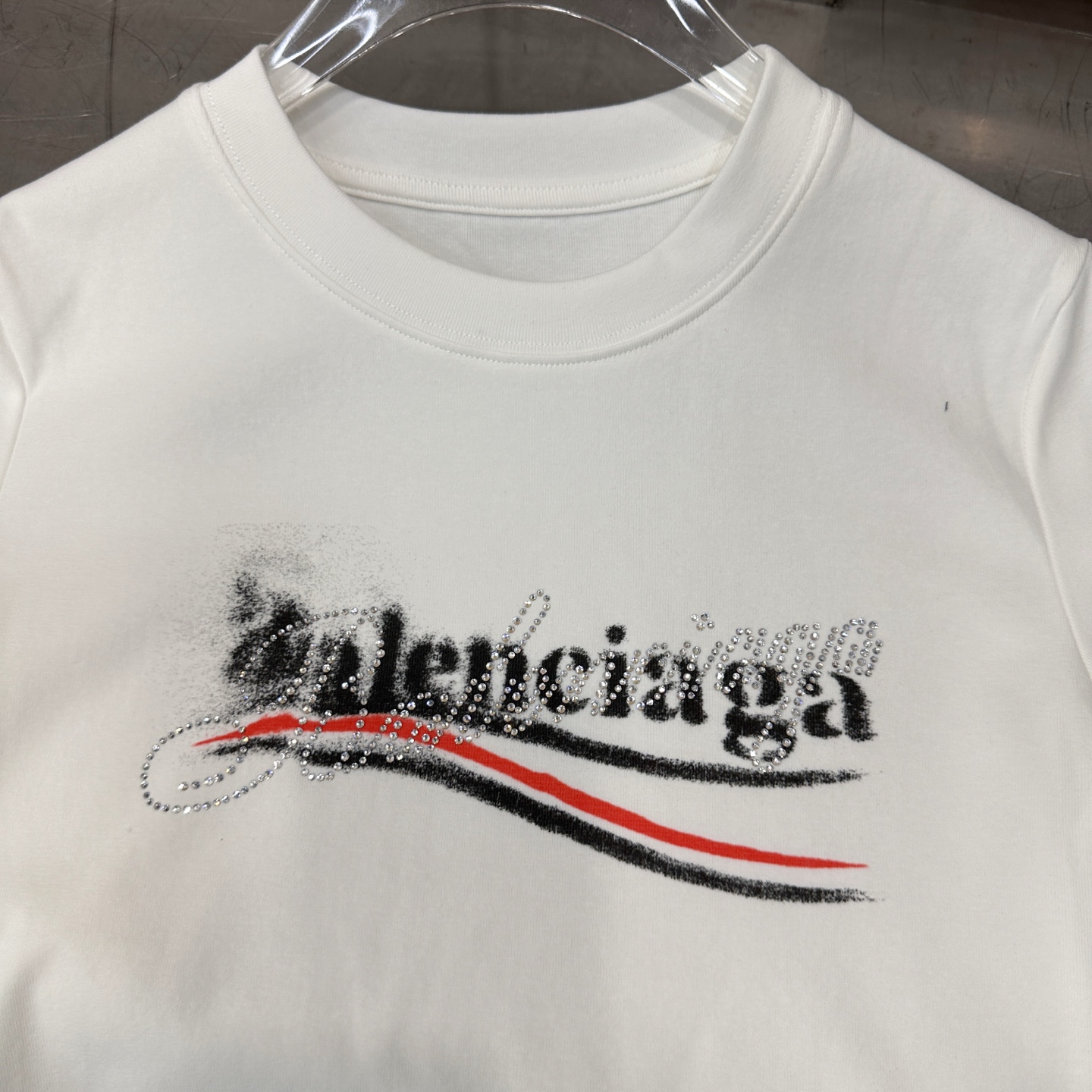 バレンシアガ ラインストーン ロゴ Tシャツ 画像 6