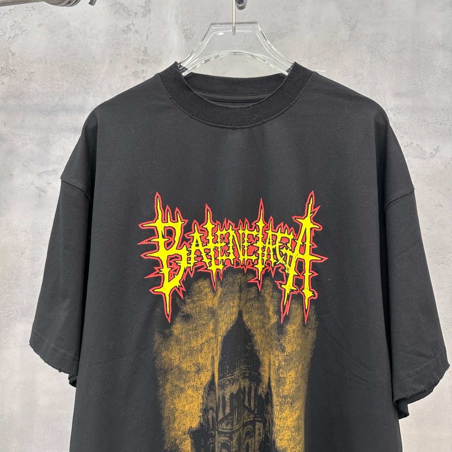 バレンシアガ ダメージロゴ ウォッシュ加工Tシャツ 詳細画像 2