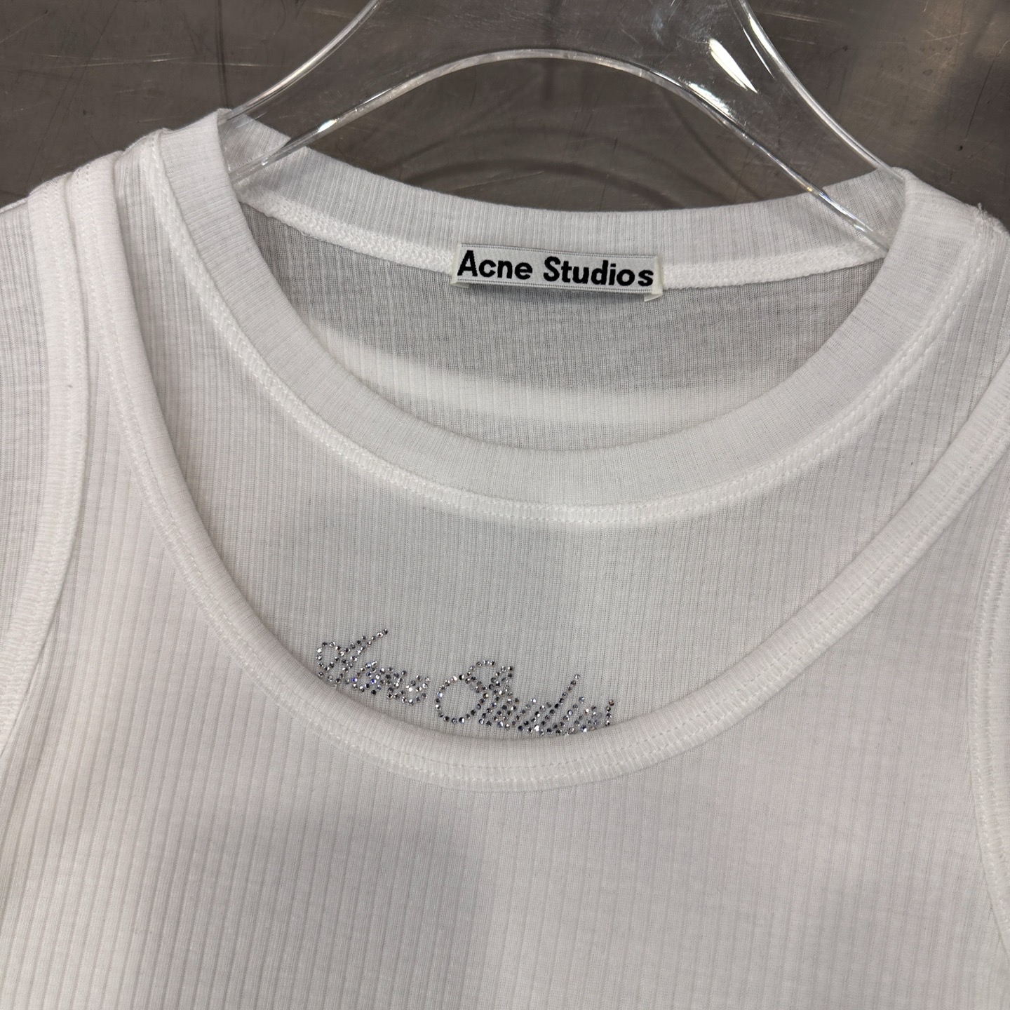 アクネ ストゥディオズ ラインストーンロゴTシャツ 画像 5