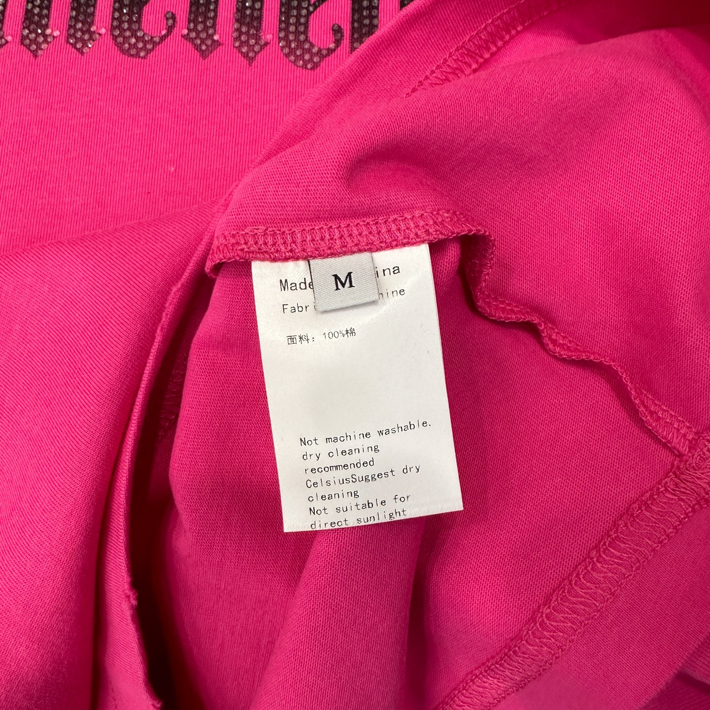 クロムハーツ ラインストーンロゴ ピンクウォッシュTシャツ 画像 6