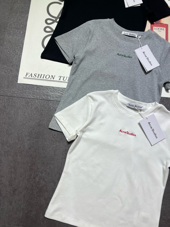 アクネ ストゥディオズ ロゴ刺繍 コットンTシャツ 詳細画像 3