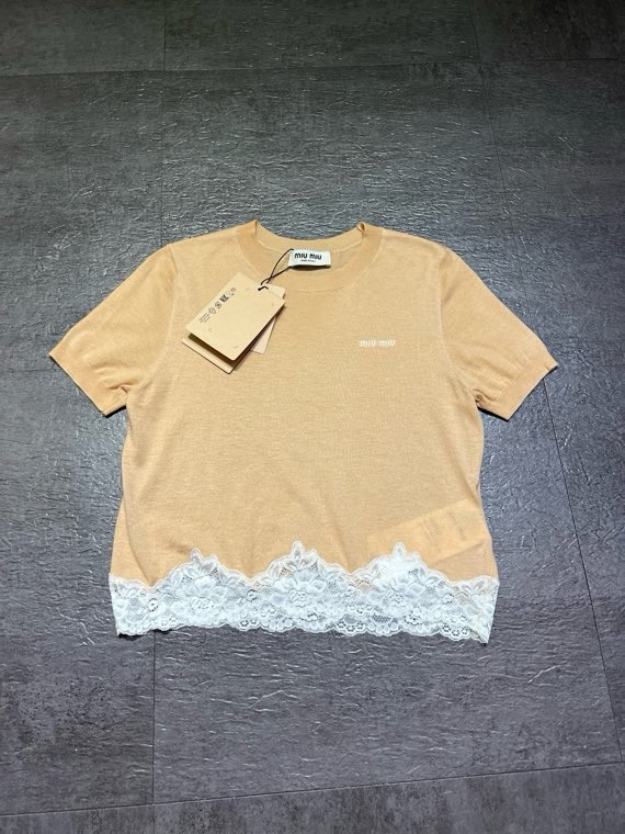 ミュウミュウ レースヘム 半袖ニットトップ 画像 6
