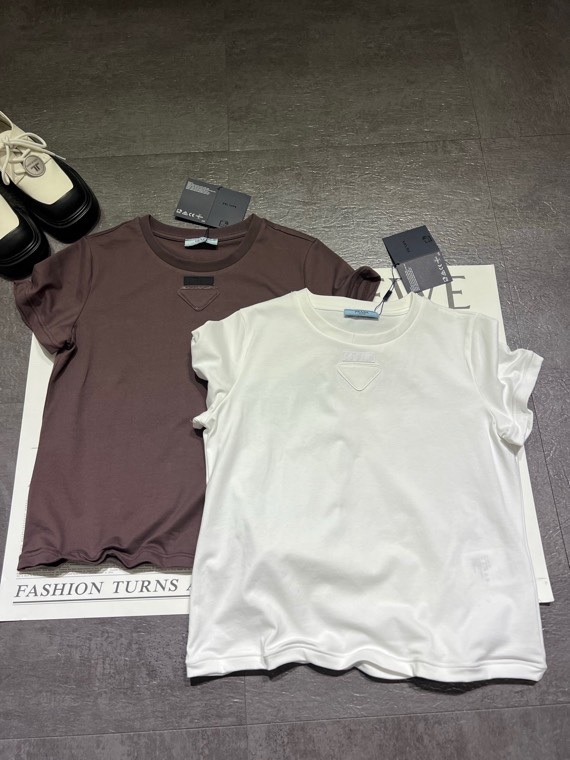プラダ レーストリム コットンTシャツ 詳細画像 1